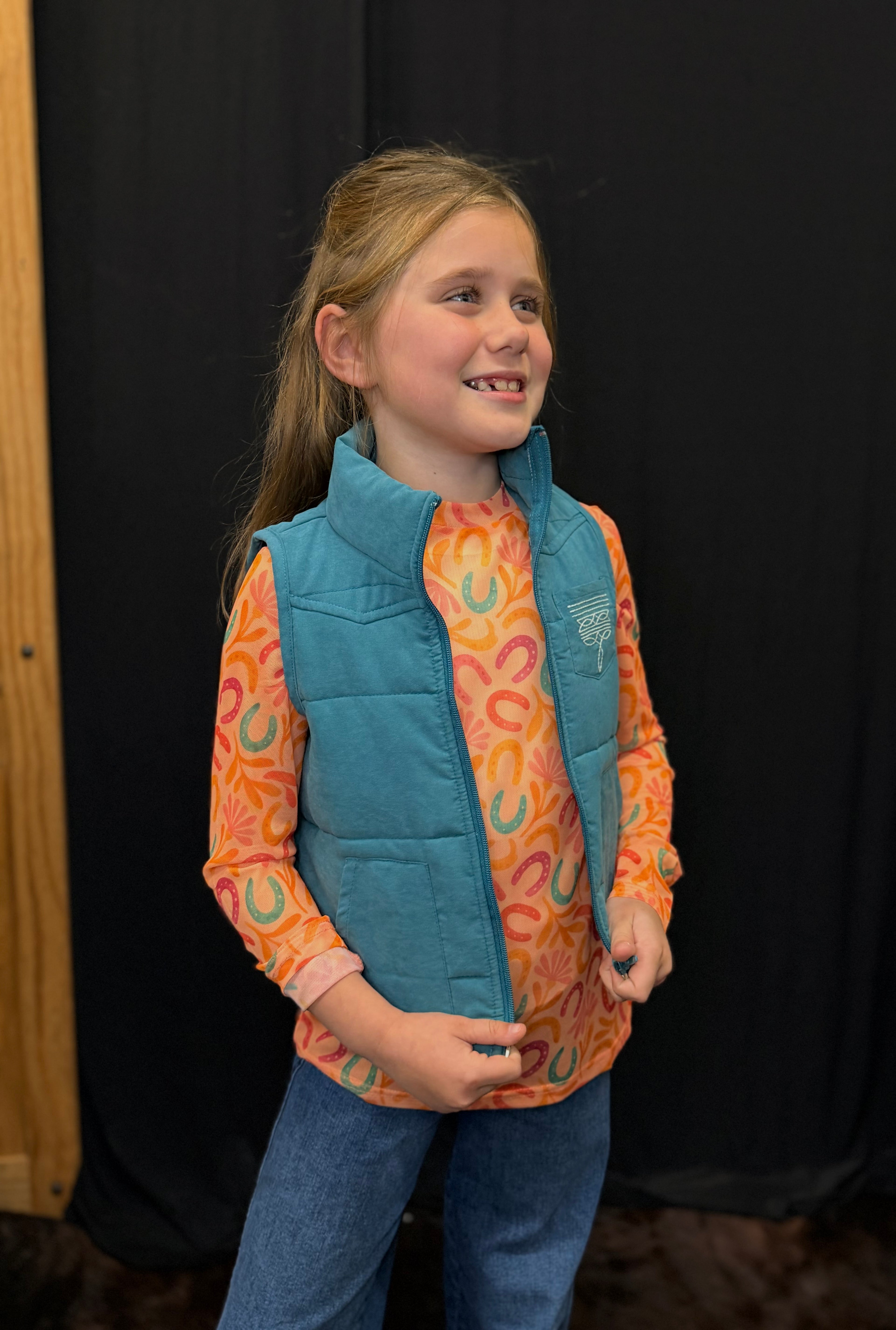 Youth Horse Shoe Mesh Top