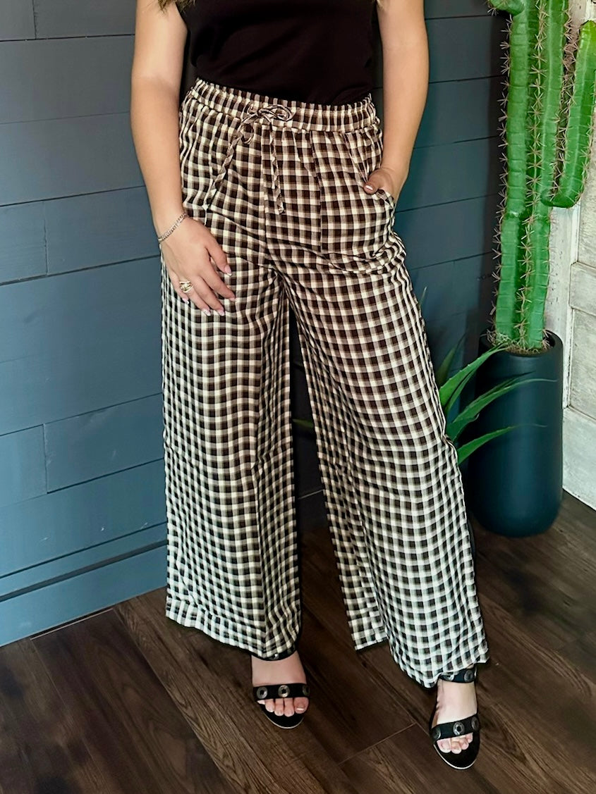 Black Brown Gingham Pants