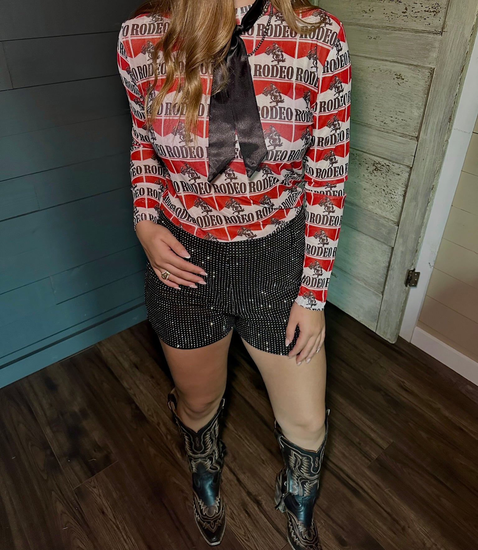 Black Rhinestone Reta Shorts