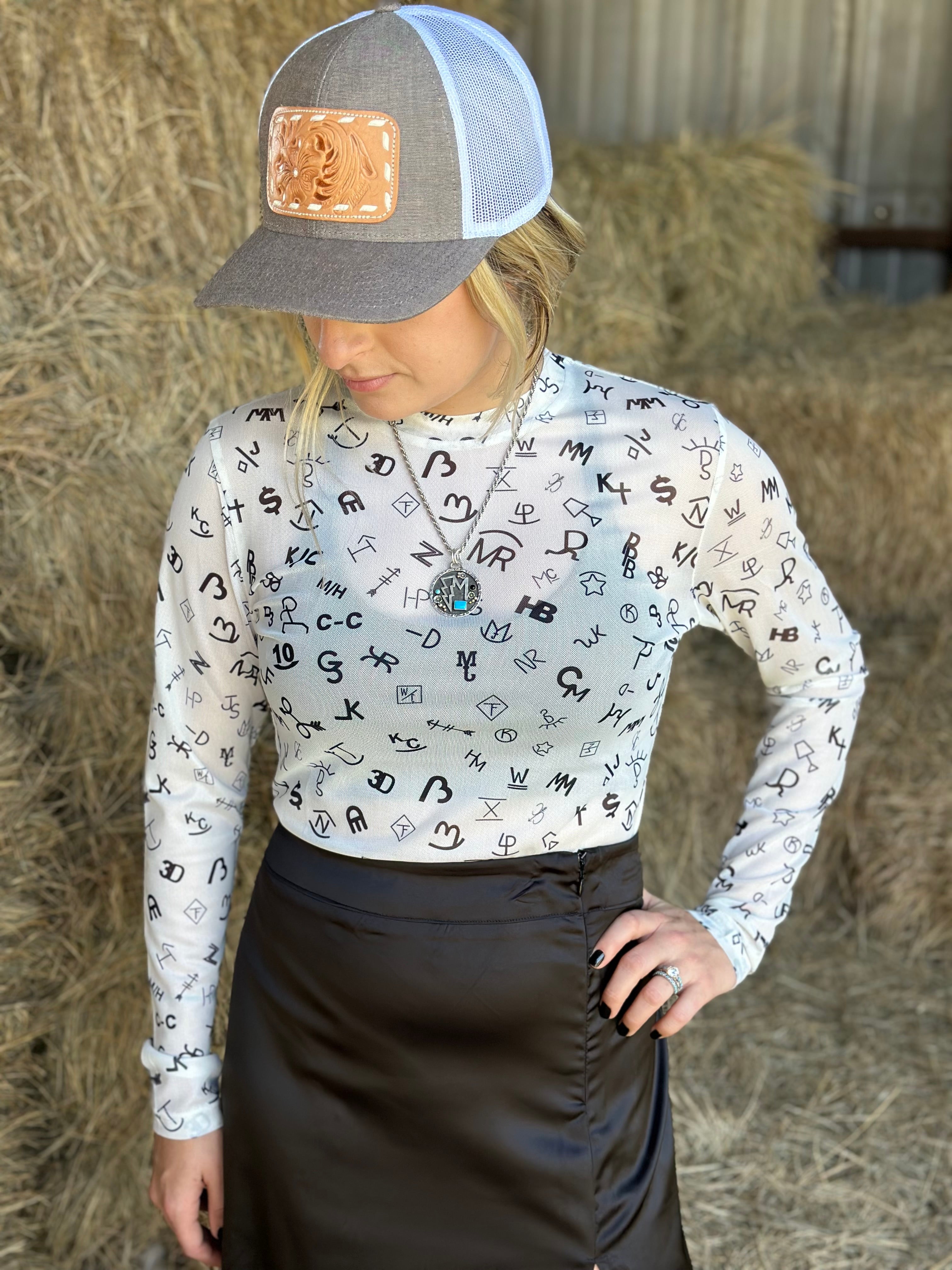 Brown Chambray Western Tooled Patch Hat