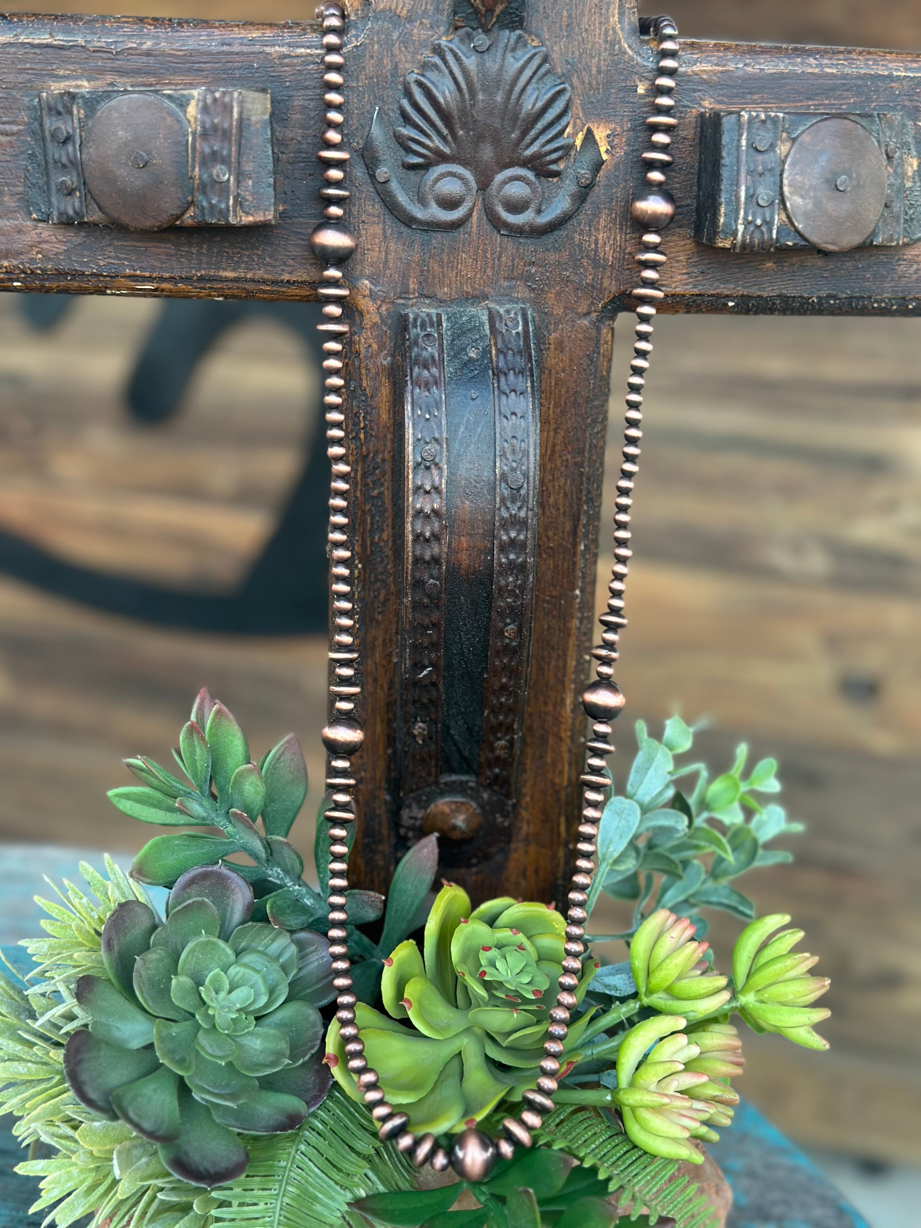 Faux Copper Beaded Ball Saucer Necklace