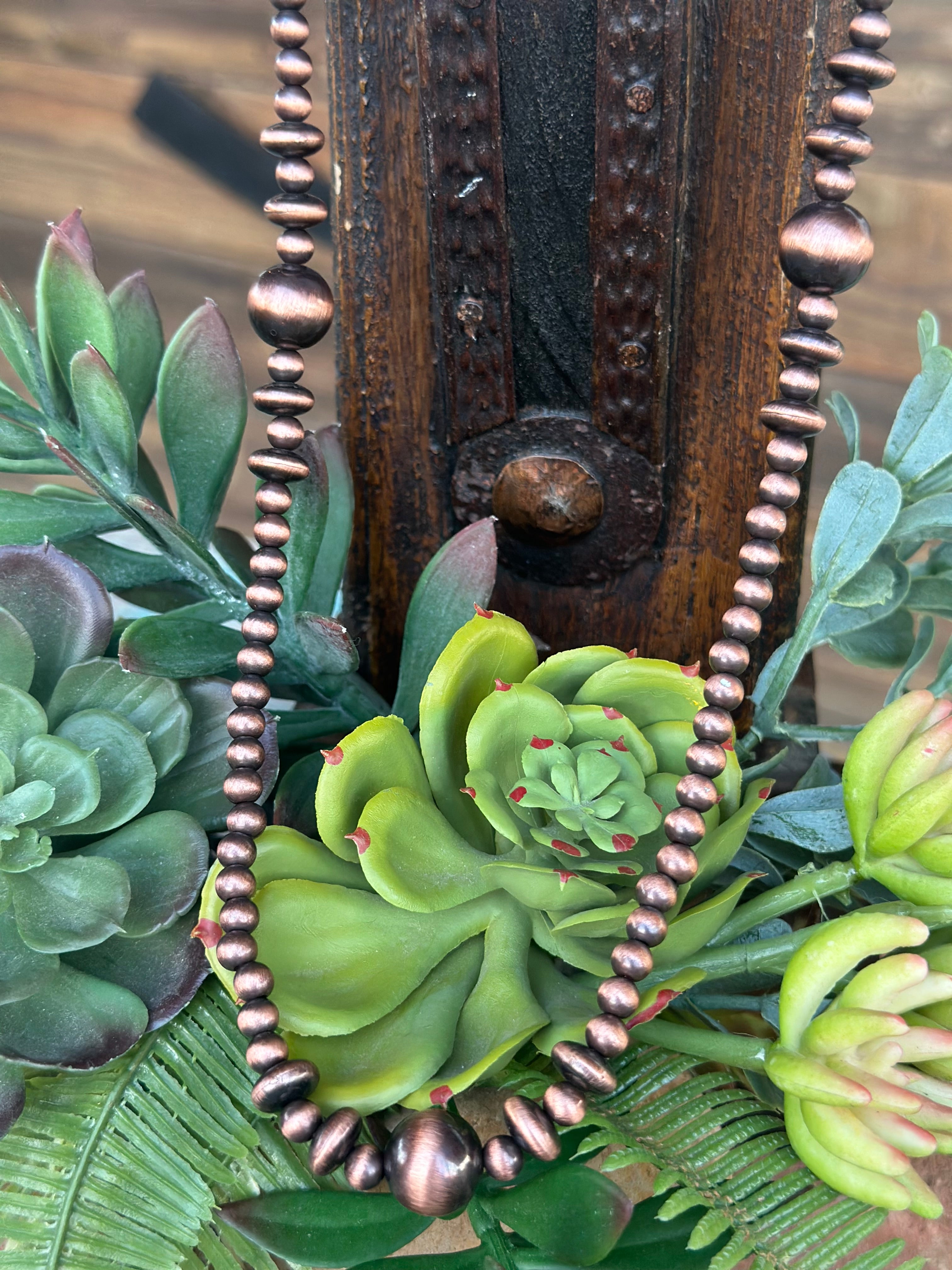 Faux Copper Beaded Ball Saucer Necklace