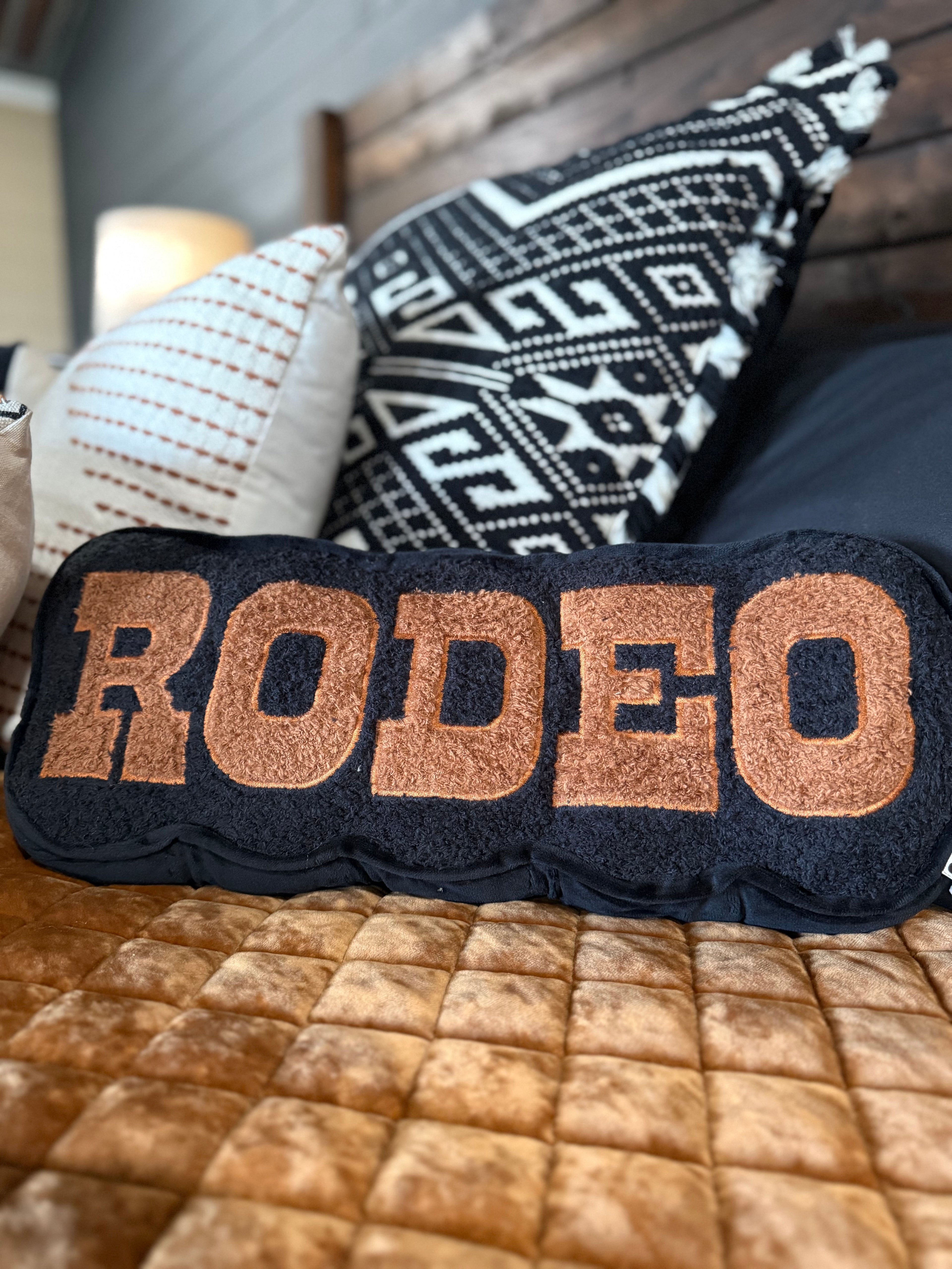 Black with Rust Rodeo Pillow