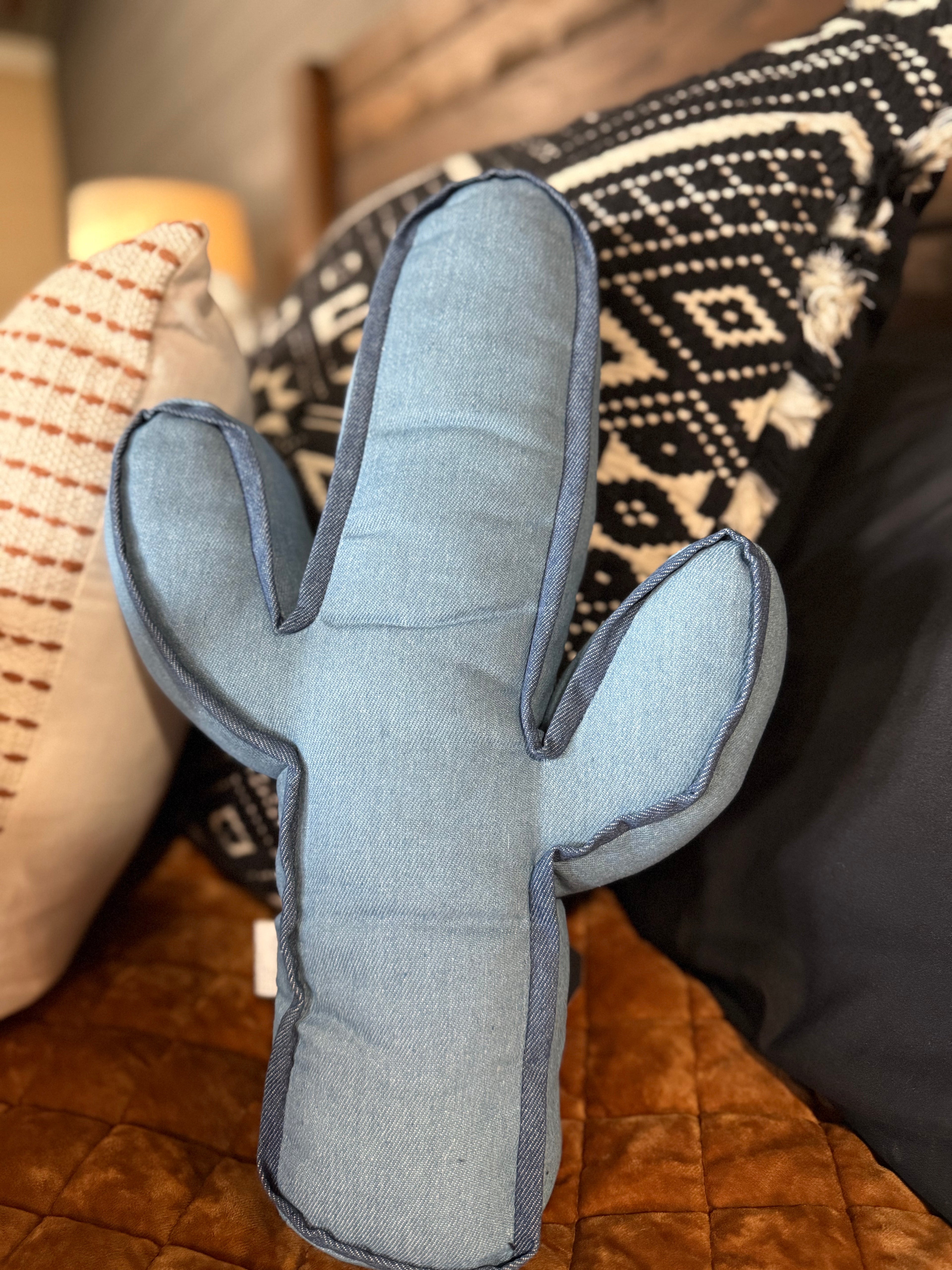 Denim Cactus Pillow