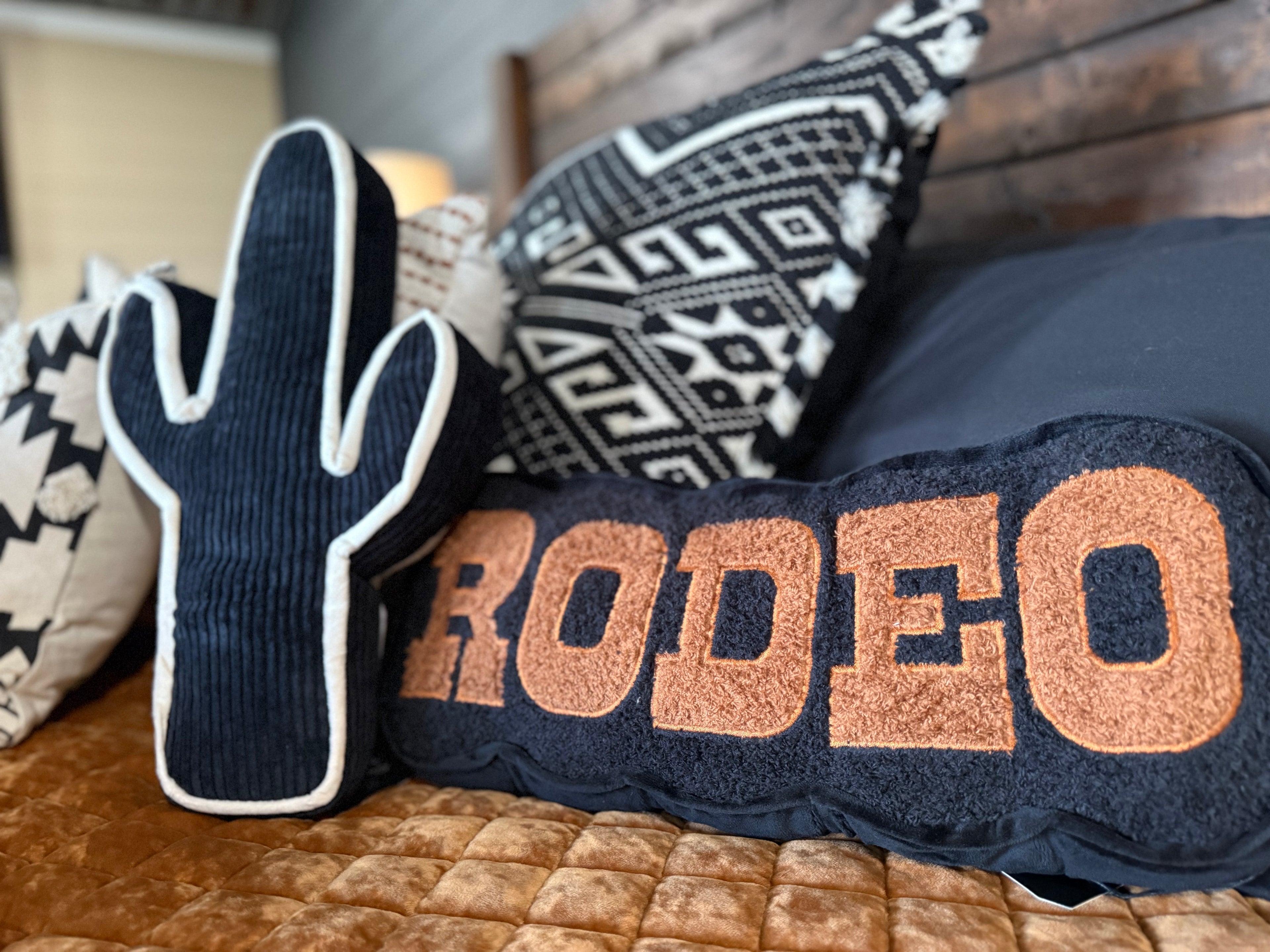 Black Corduroy Cactus Pillow