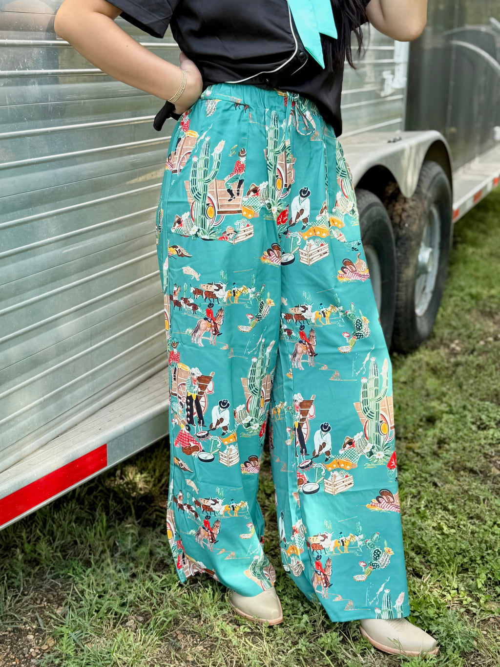 Turquoise Western Pants