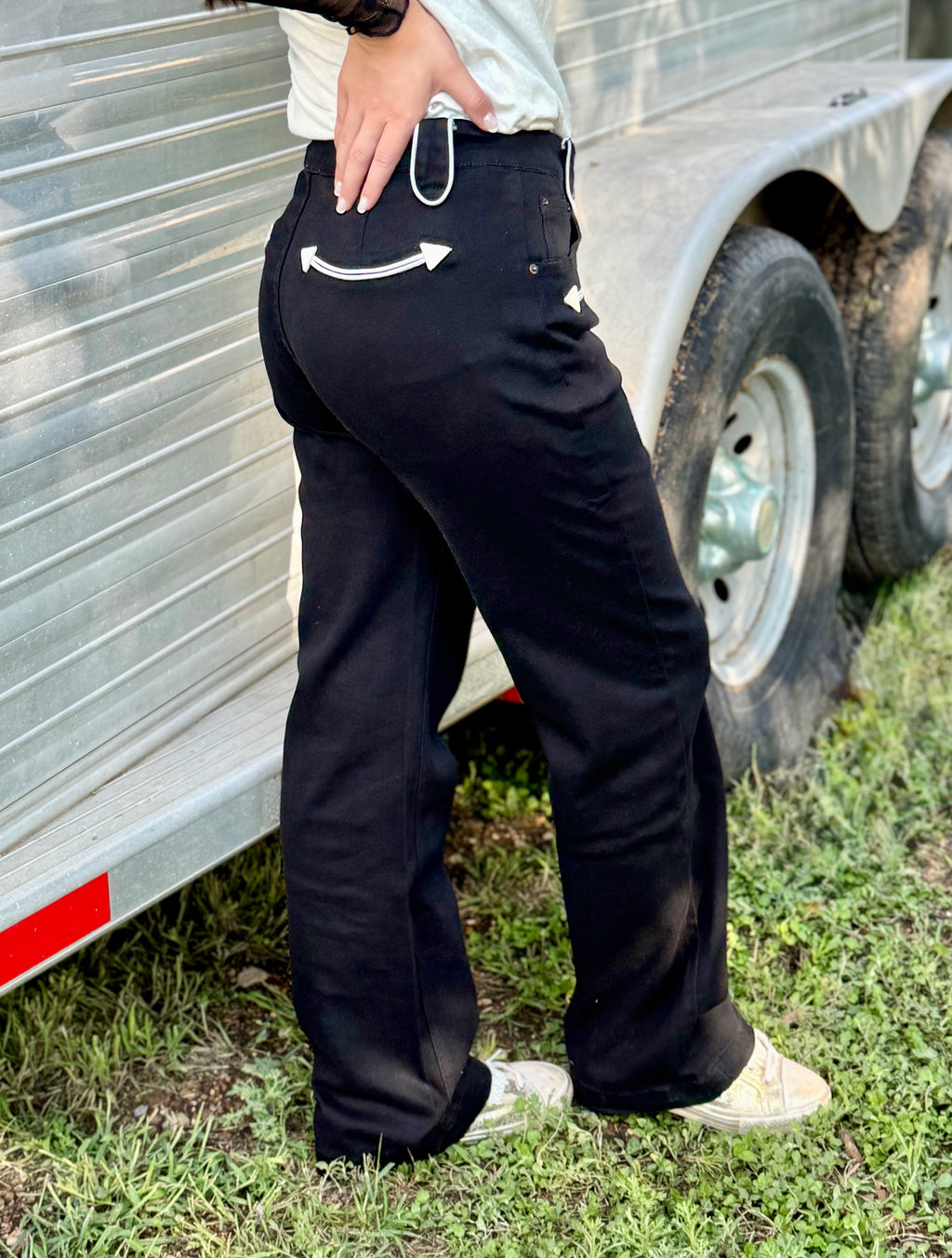 Black Arrow Trim Pants