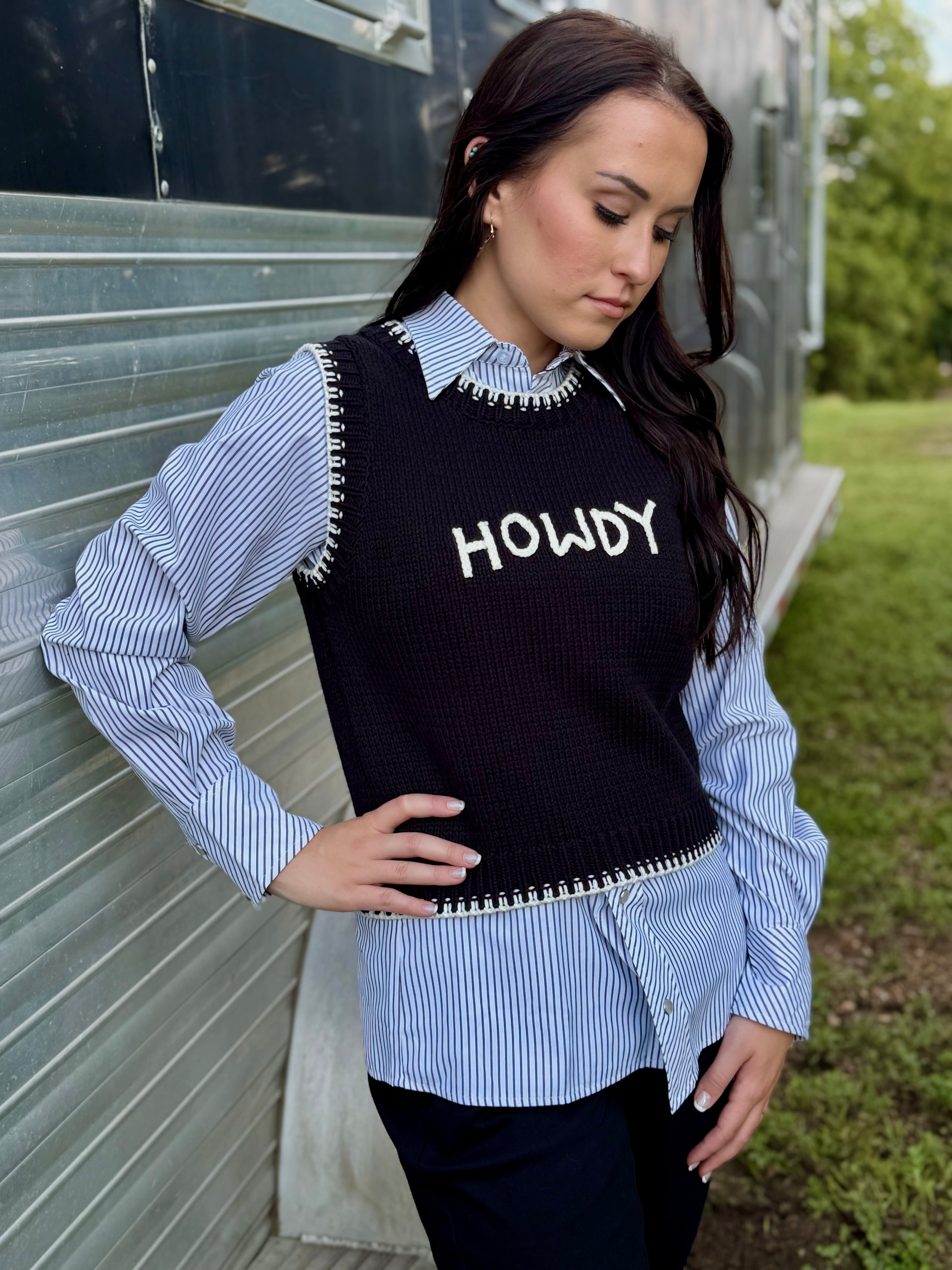 Black Howdy Sweater Vest