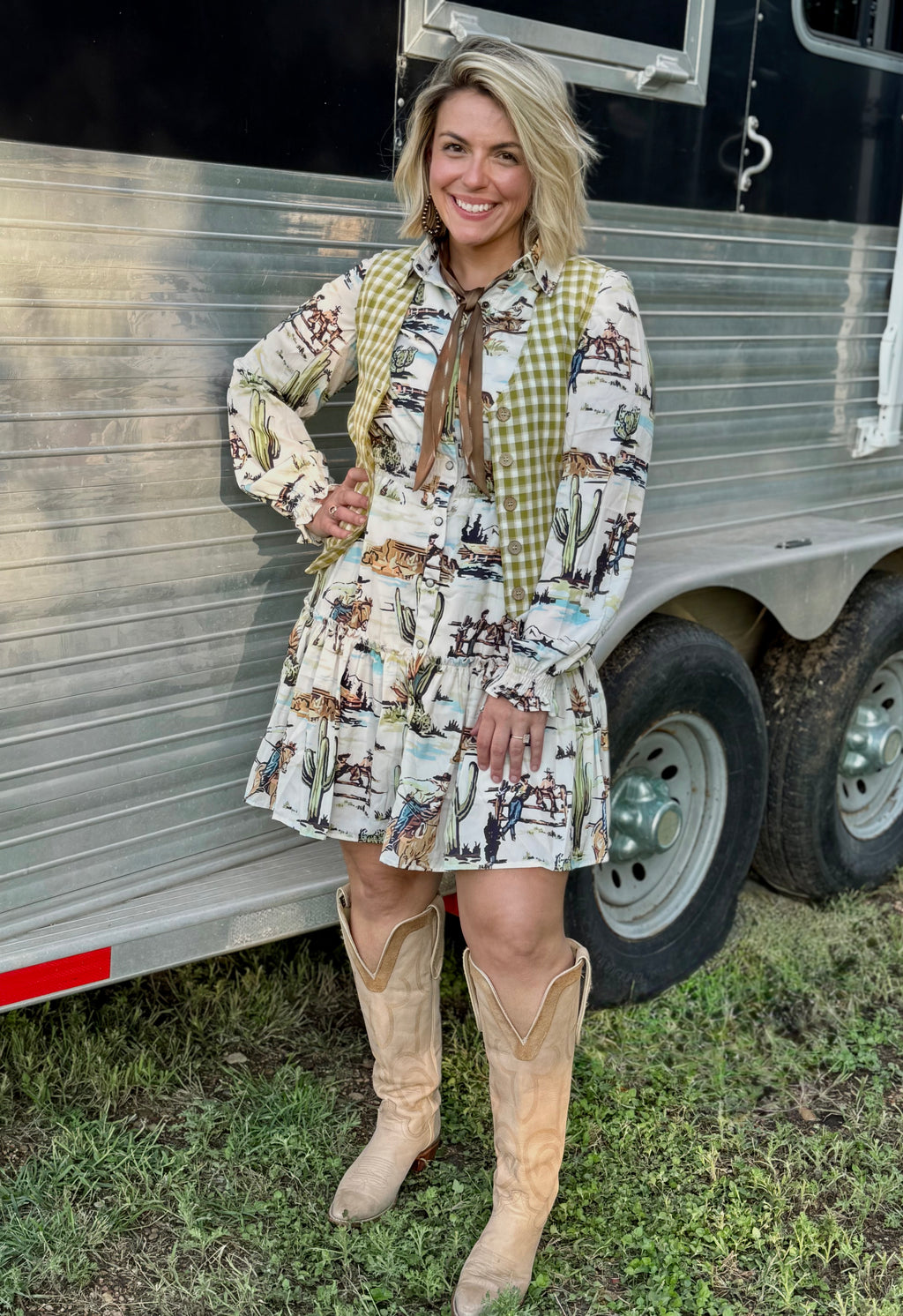 On The Fence Beige Dress