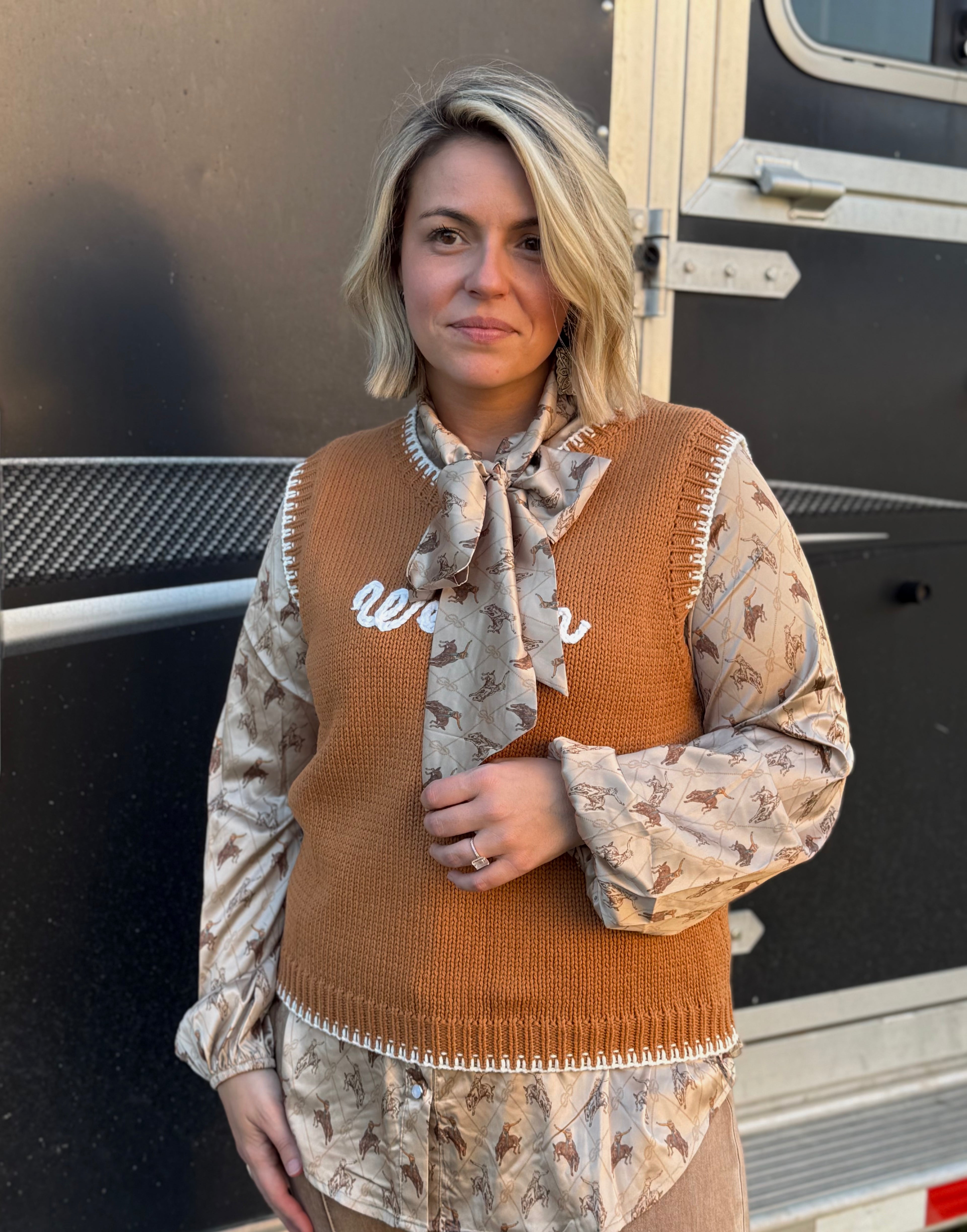 Brown Western Sweater Vest