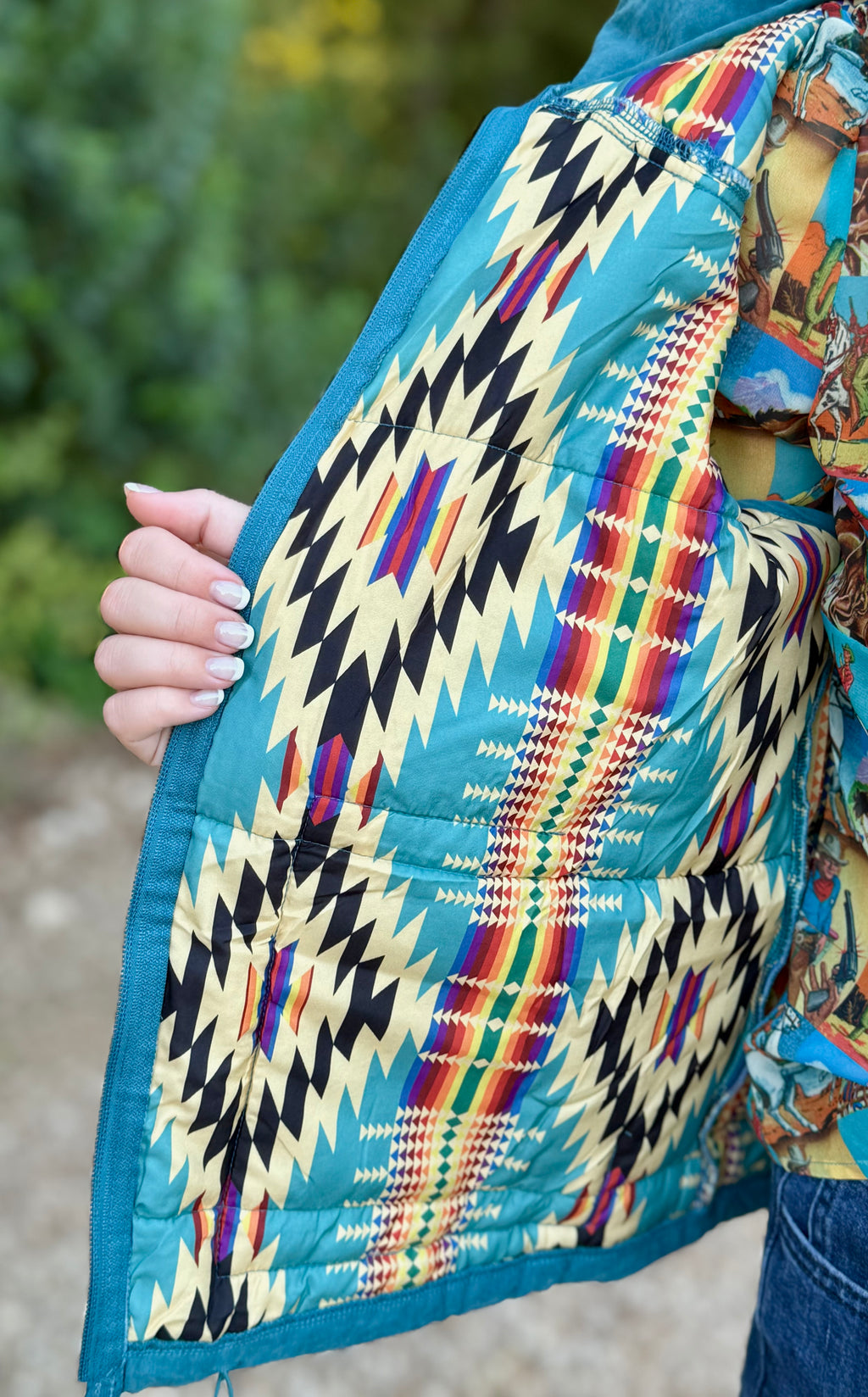 Teal Faux Suede Puffer Vest