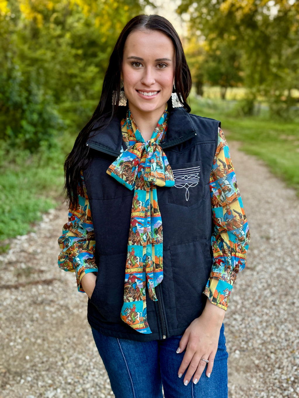 Black Faux Suede Puffer Vest