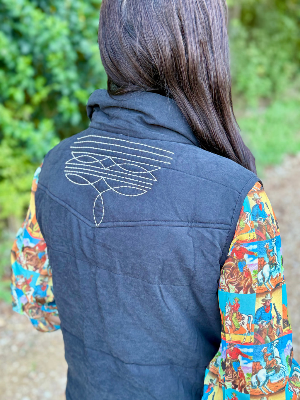 Black Faux Suede Puffer Vest