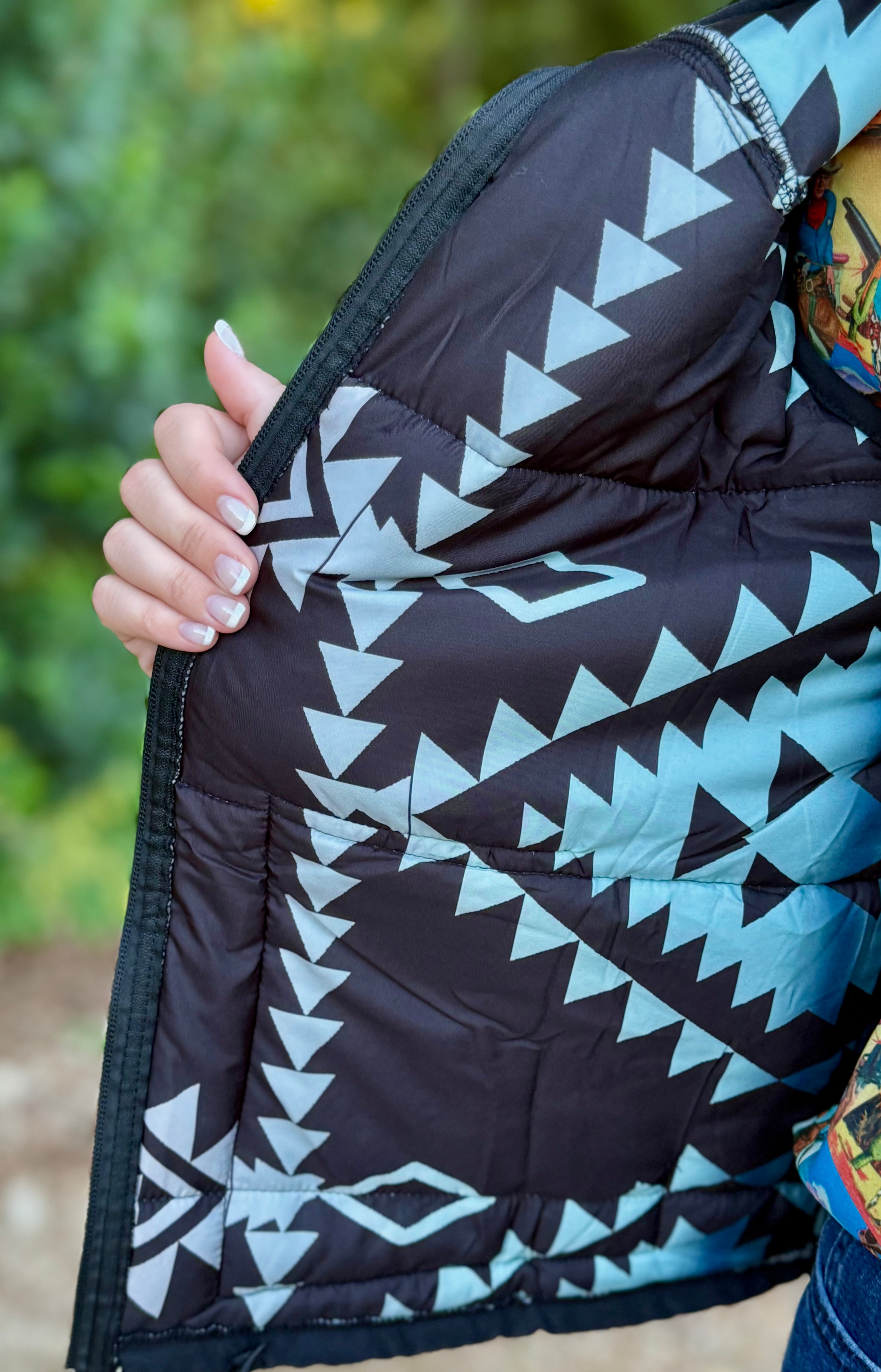 Black Faux Suede Puffer Vest