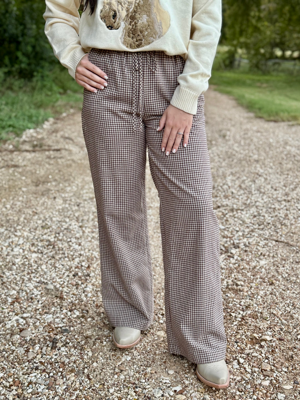 Brown Gingham Pants