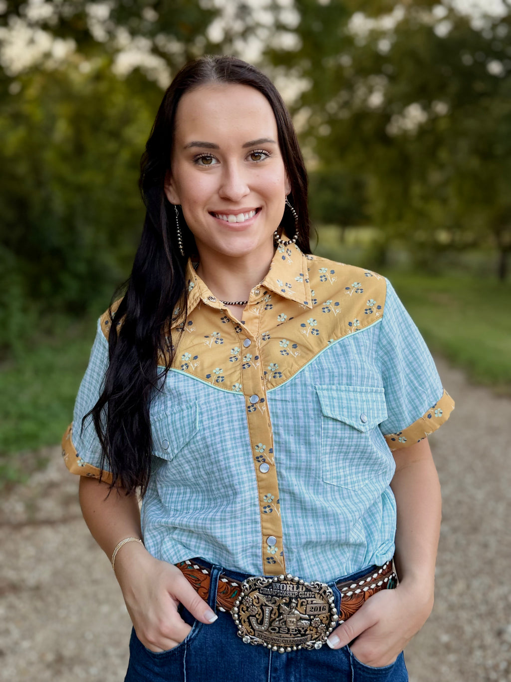 Golden Prairie Plaid Pearl Snap