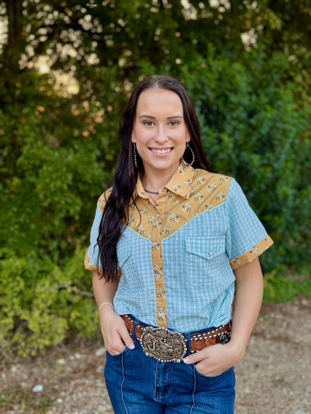 Golden Prairie Plaid Pearl Snap