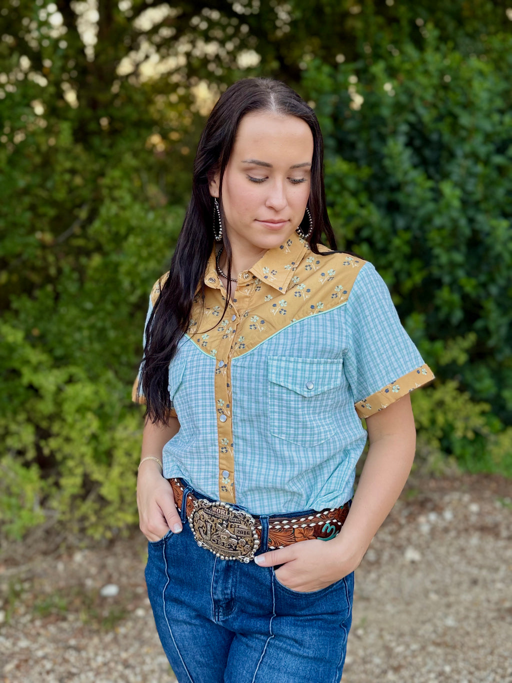 Golden Prairie Plaid Pearl Snap