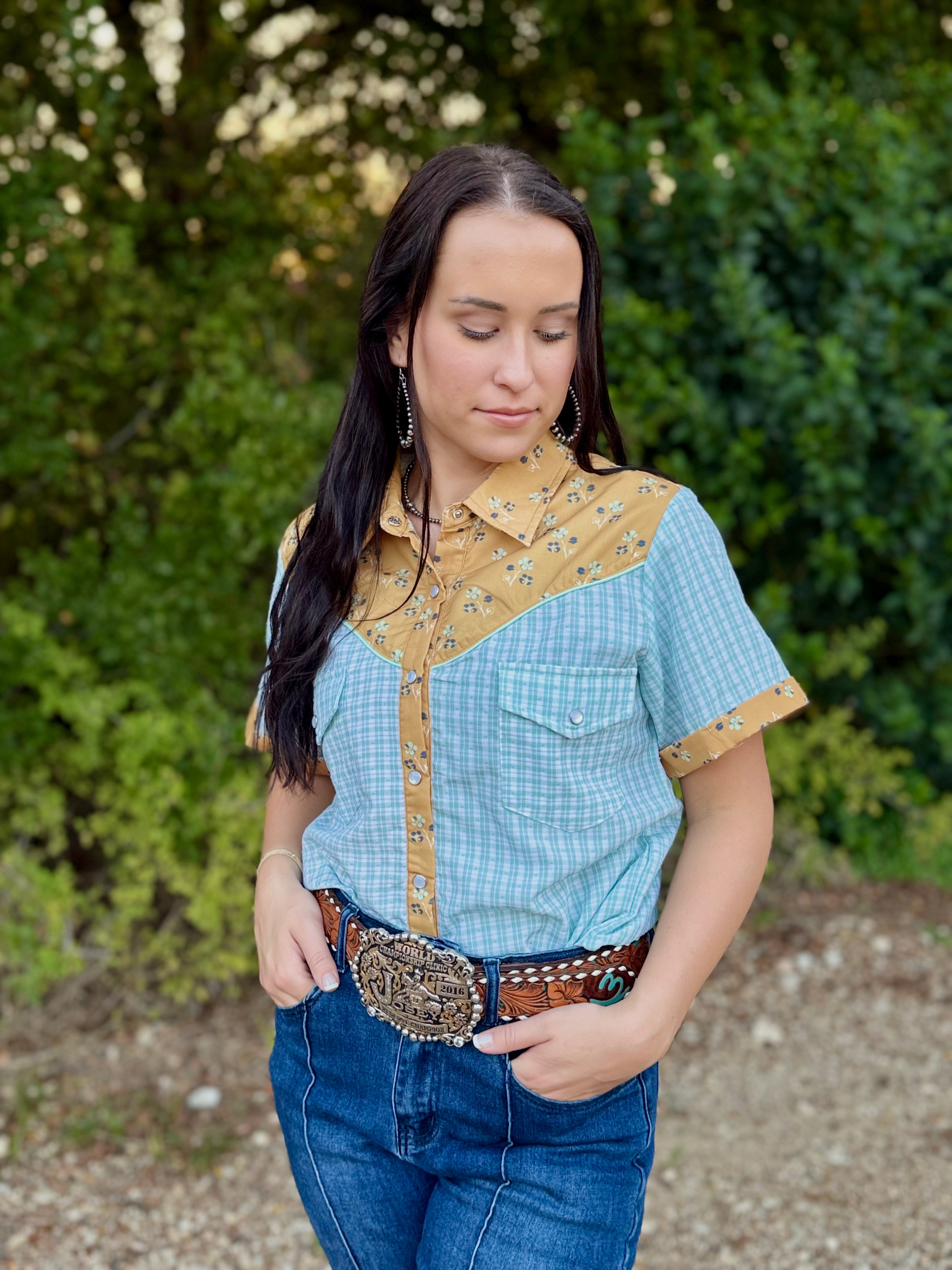 Golden Prairie Plaid Pearl Snap