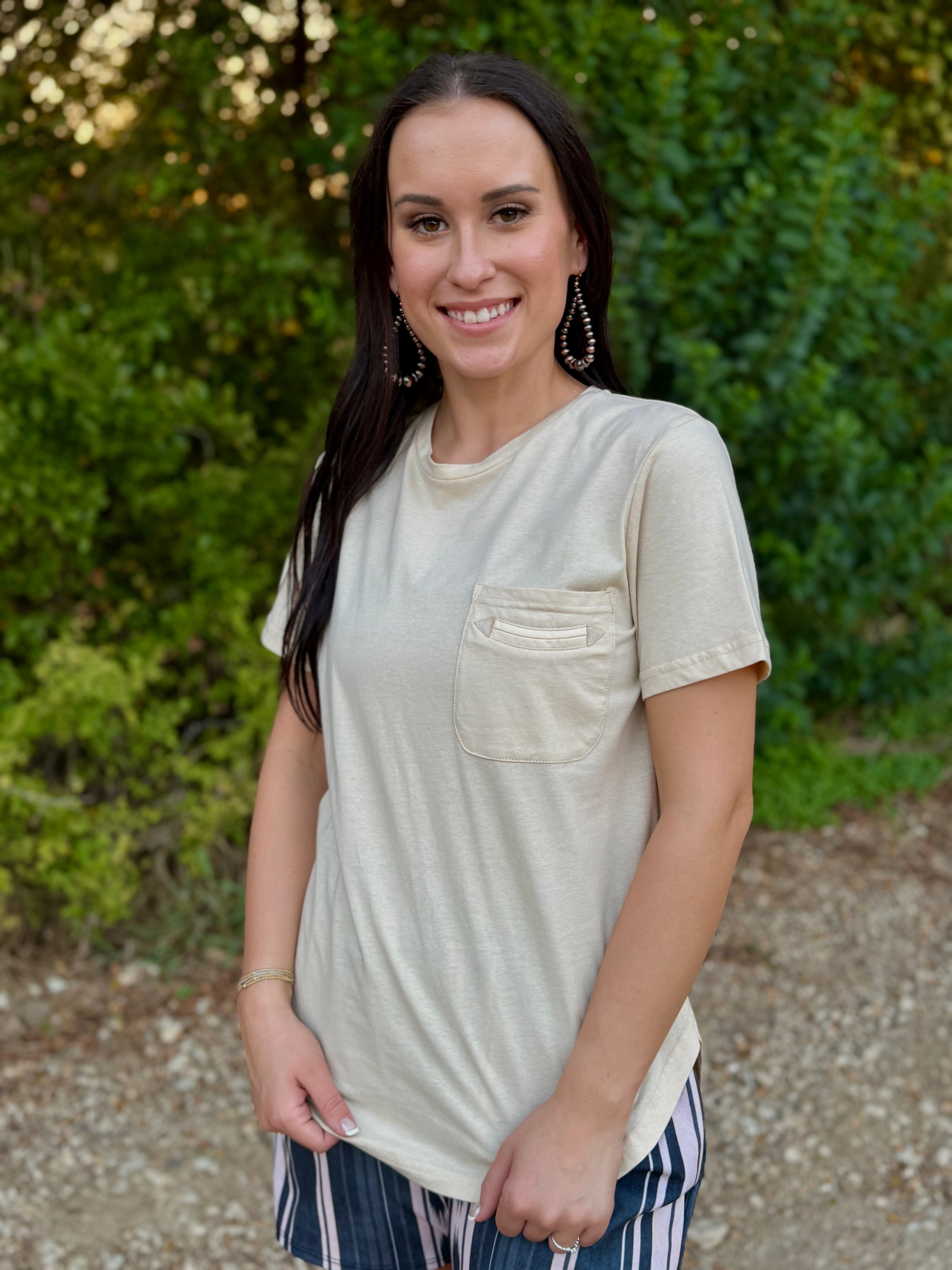 Beige Handy Pocket Tee