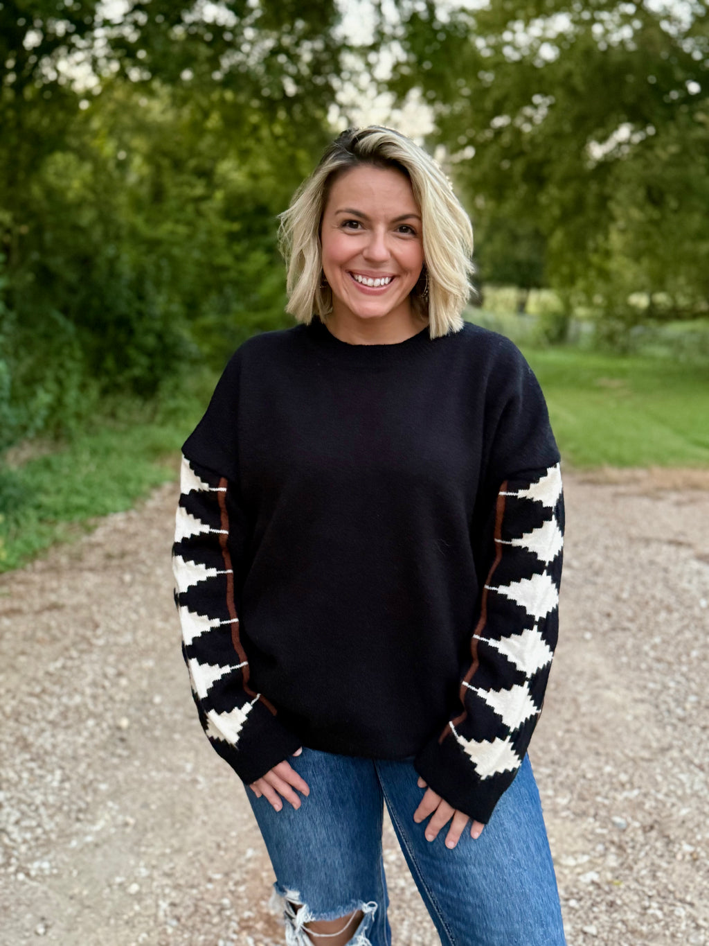 Black Long Sleeve Aztec Sweater