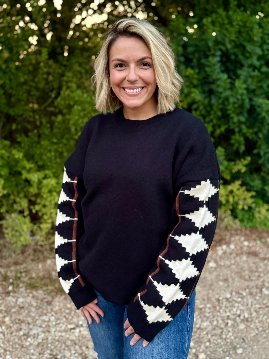 Black Long Sleeve Aztec Sweater