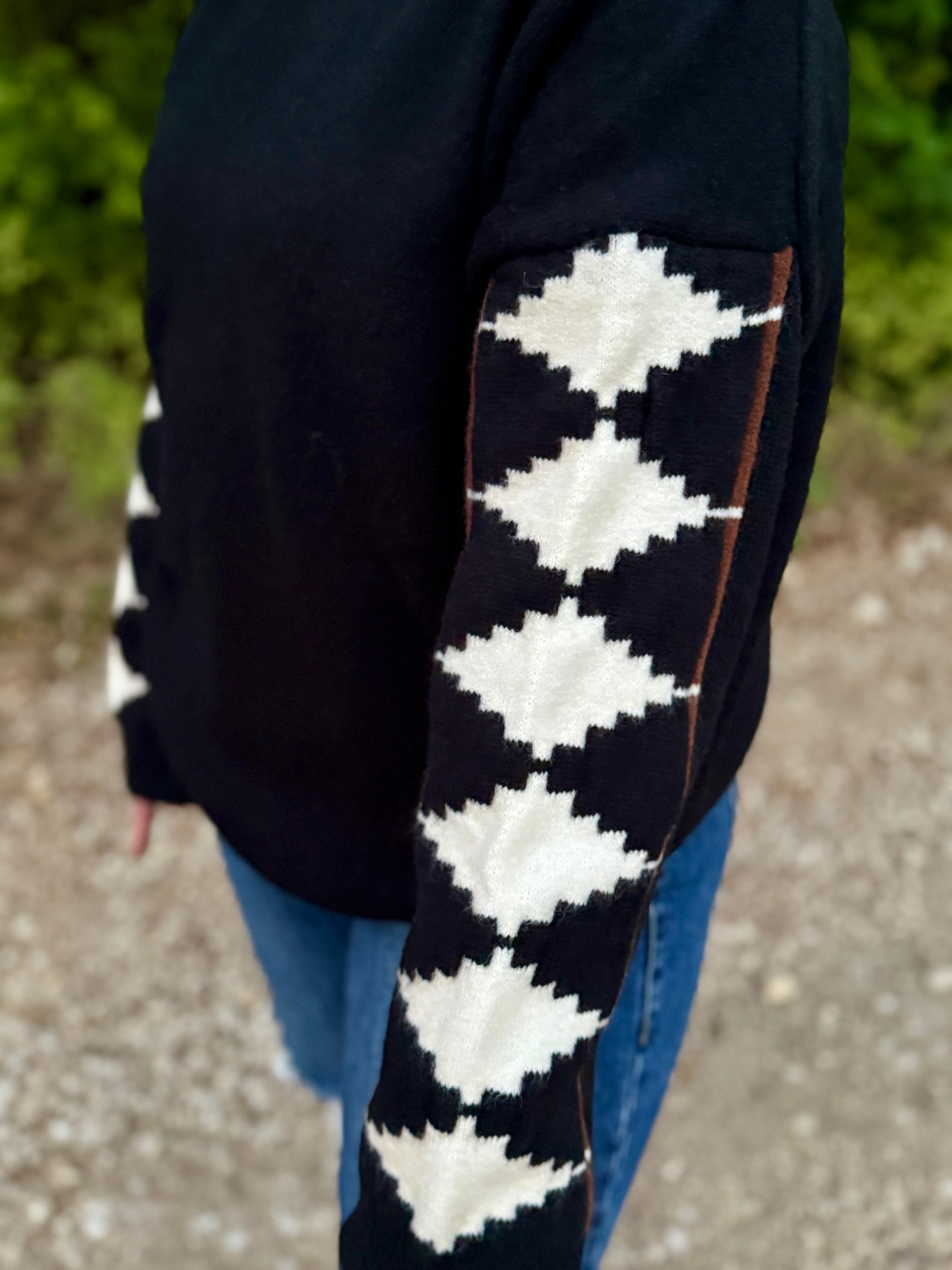 Black Long Sleeve Aztec Sweater