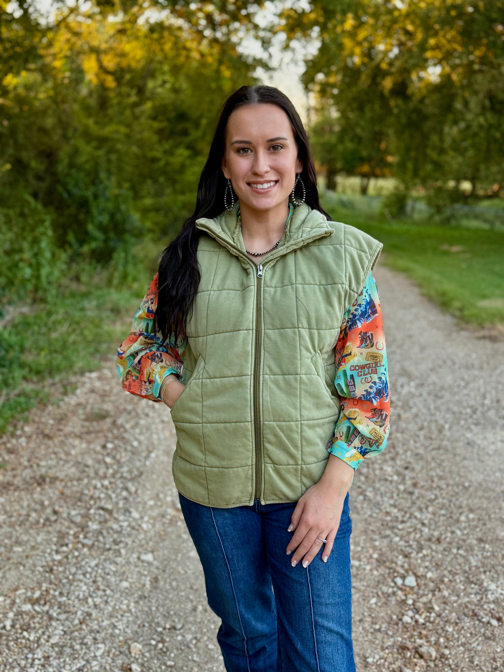 Olive Green Quilted Puffer Vest