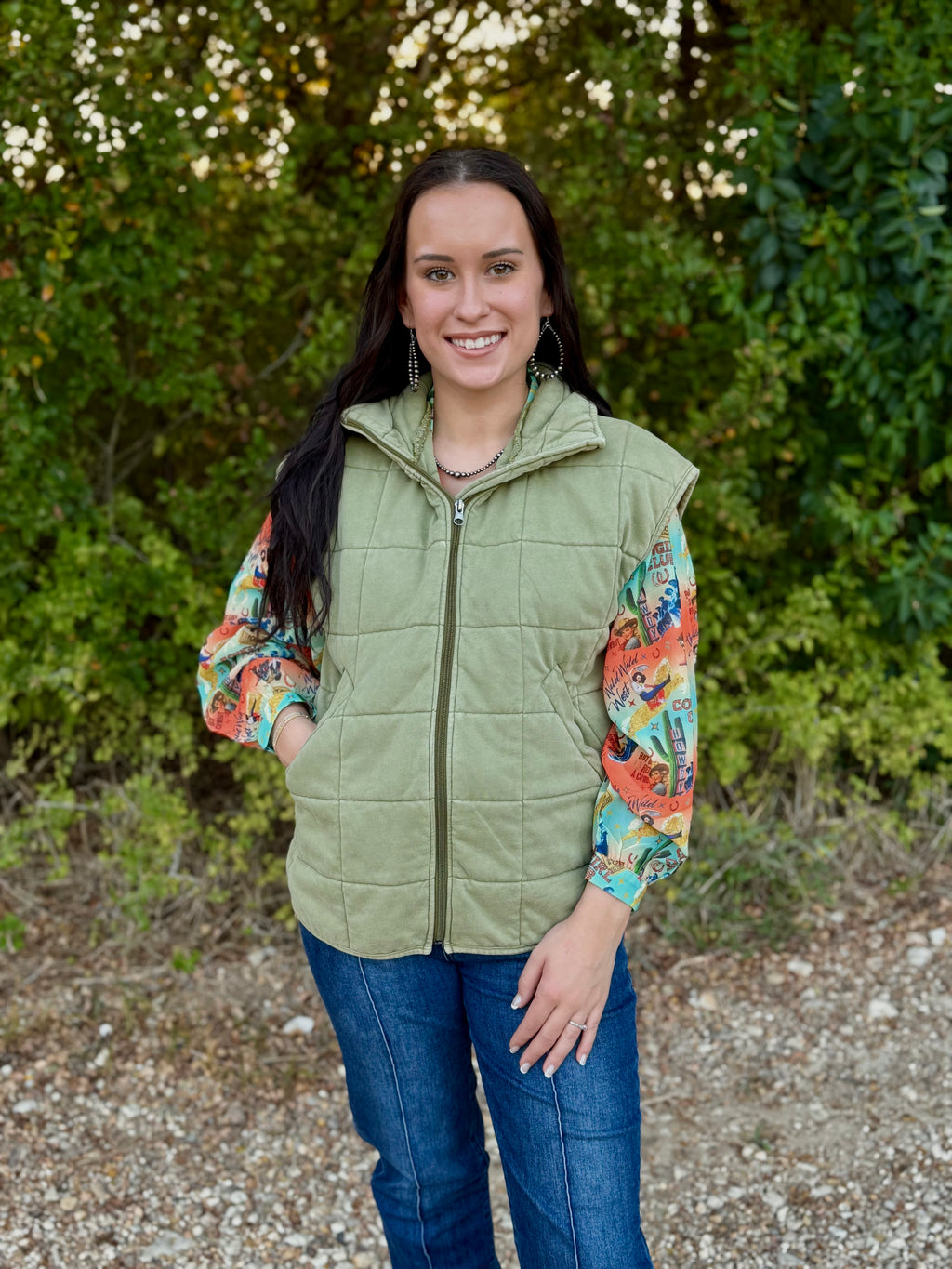 Olive Green Quilted Puffer Vest