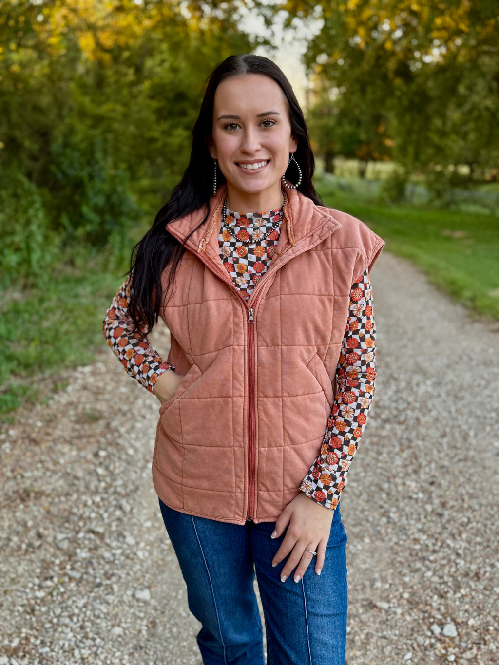 Rust Quilted Puffer Vest