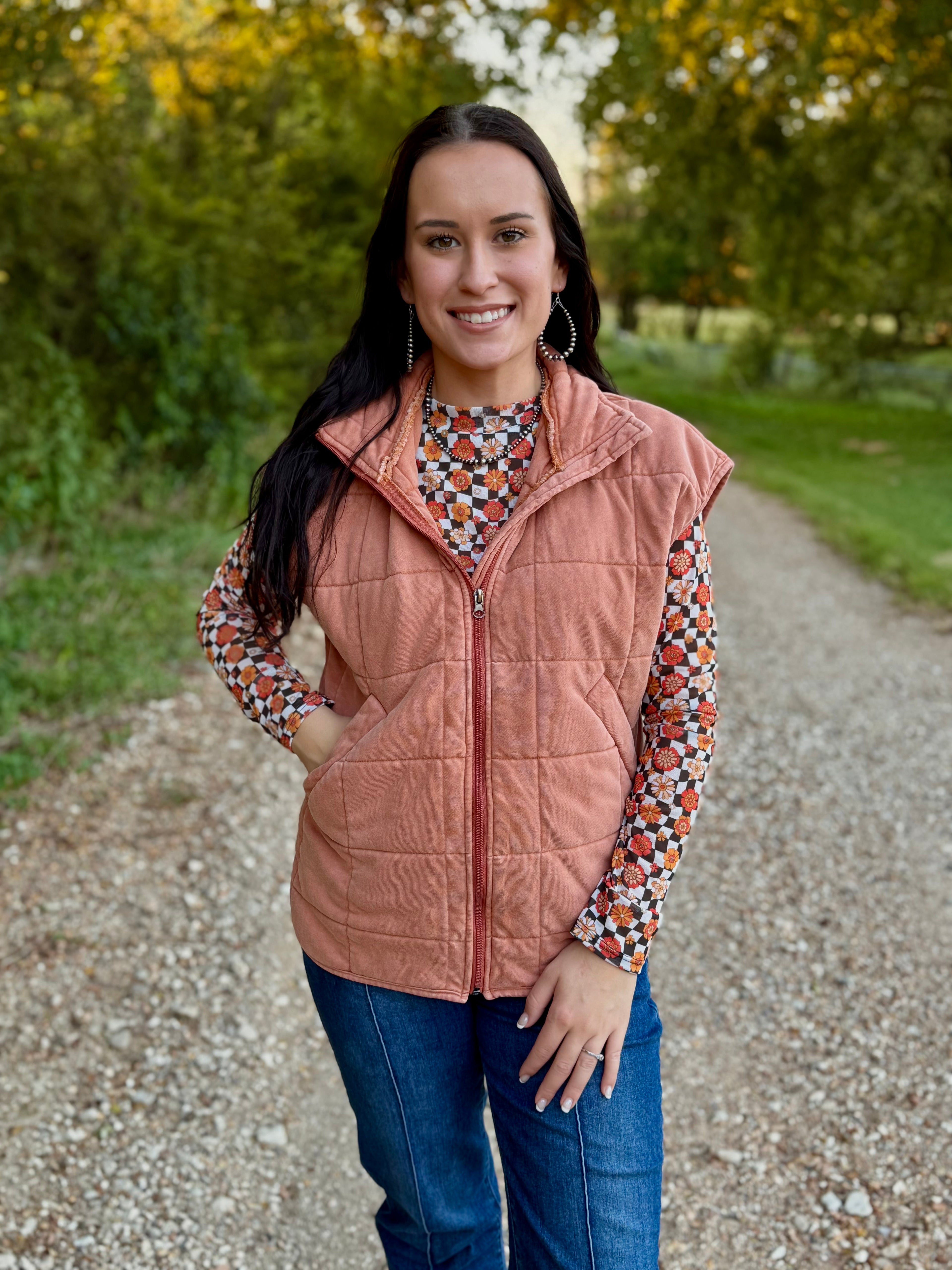 Rust Quilted Puffer Vest