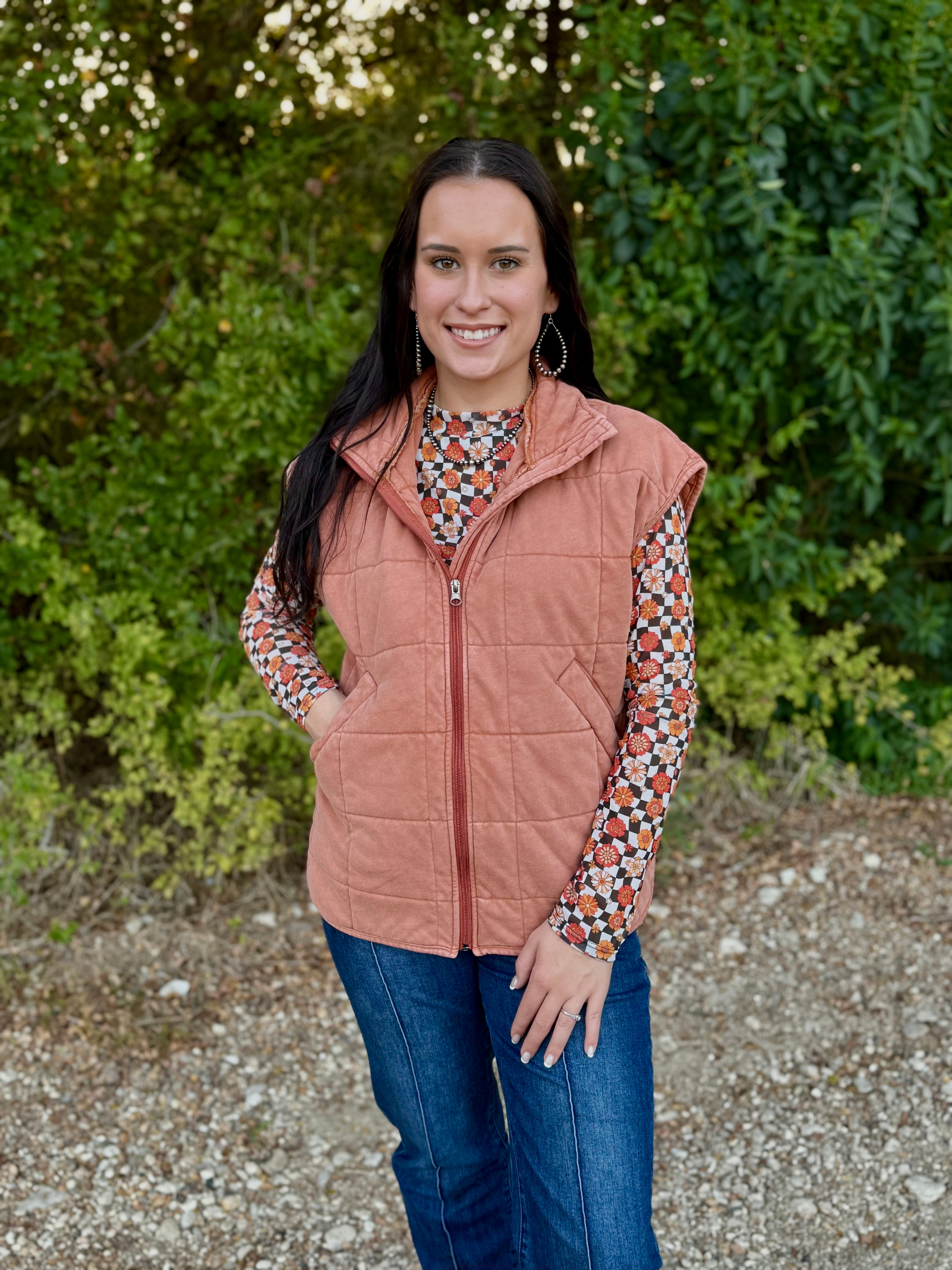 Rust Quilted Puffer Vest