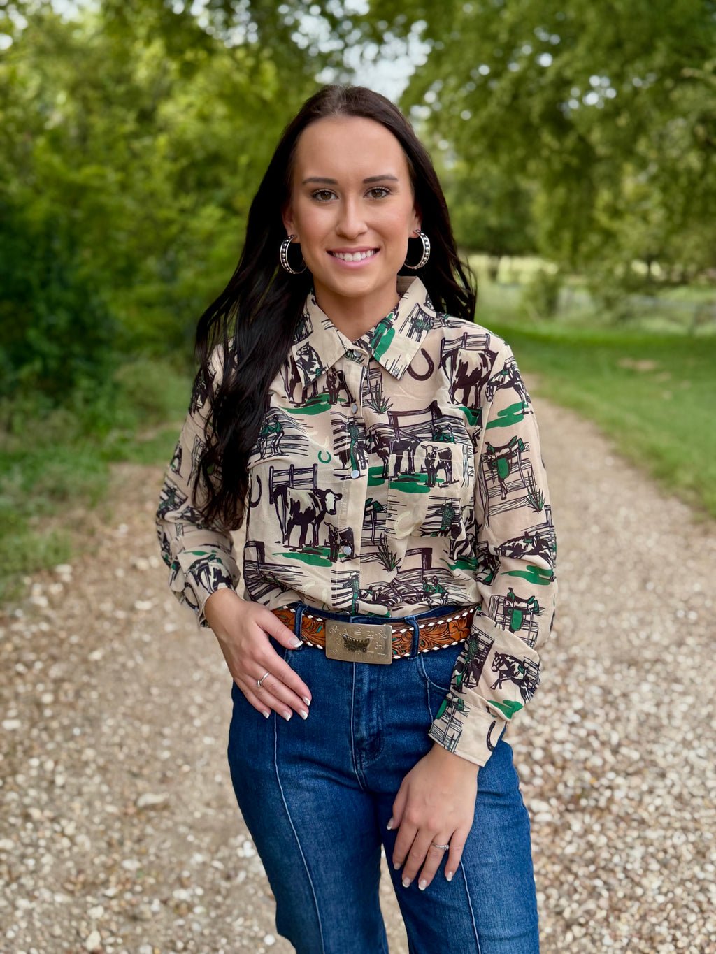 Ranch Life Pearl Snap Long Sleeve Top