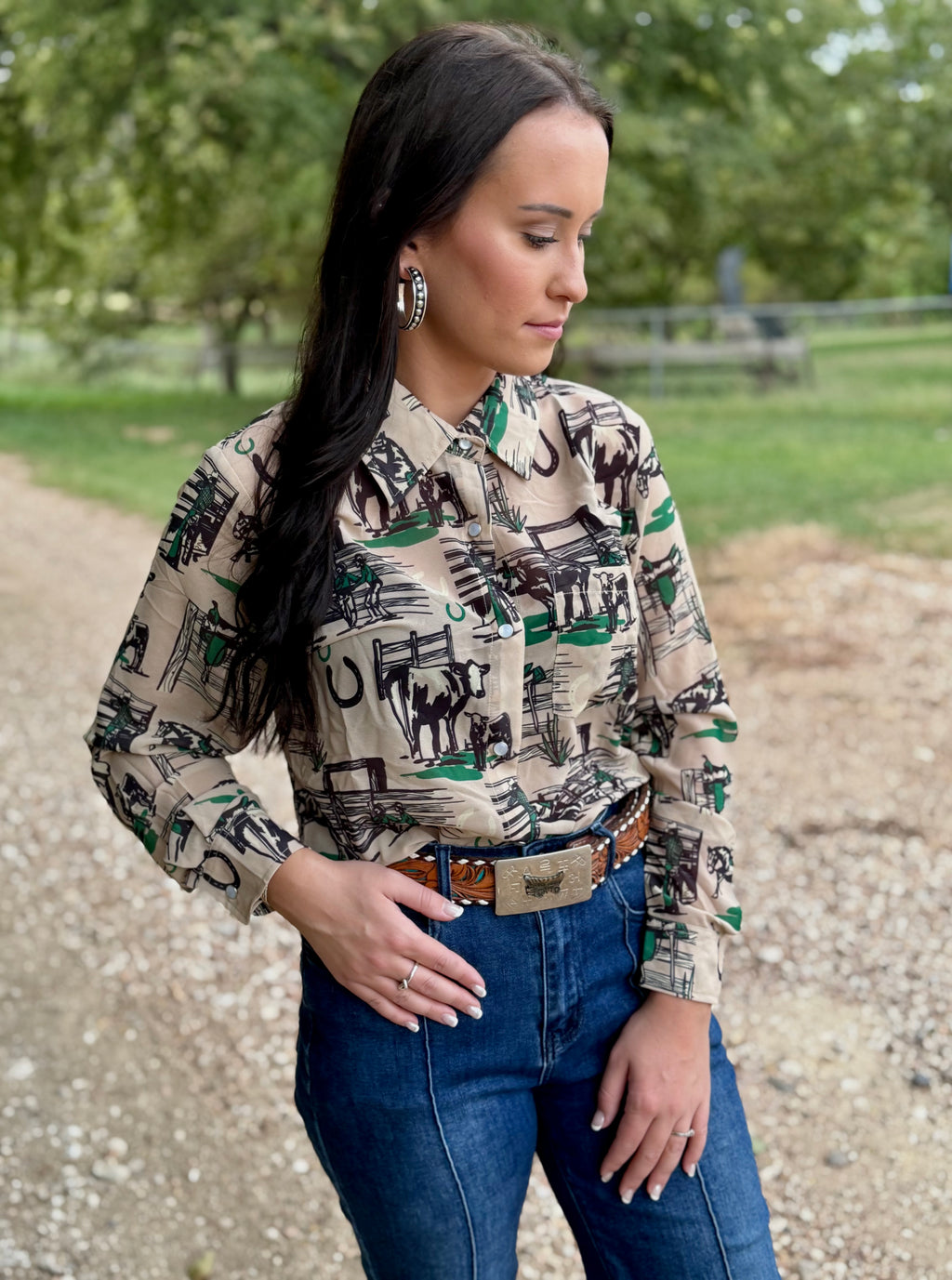 Ranch Life Pearl Snap Long Sleeve Top