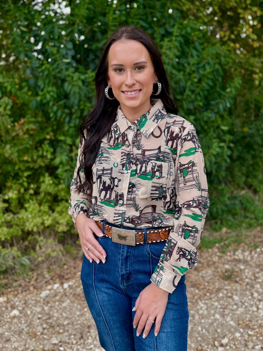 Ranch Life Pearl Snap Long Sleeve Top