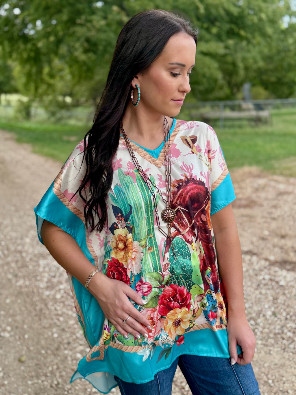 Cactus Bronc Satin Top