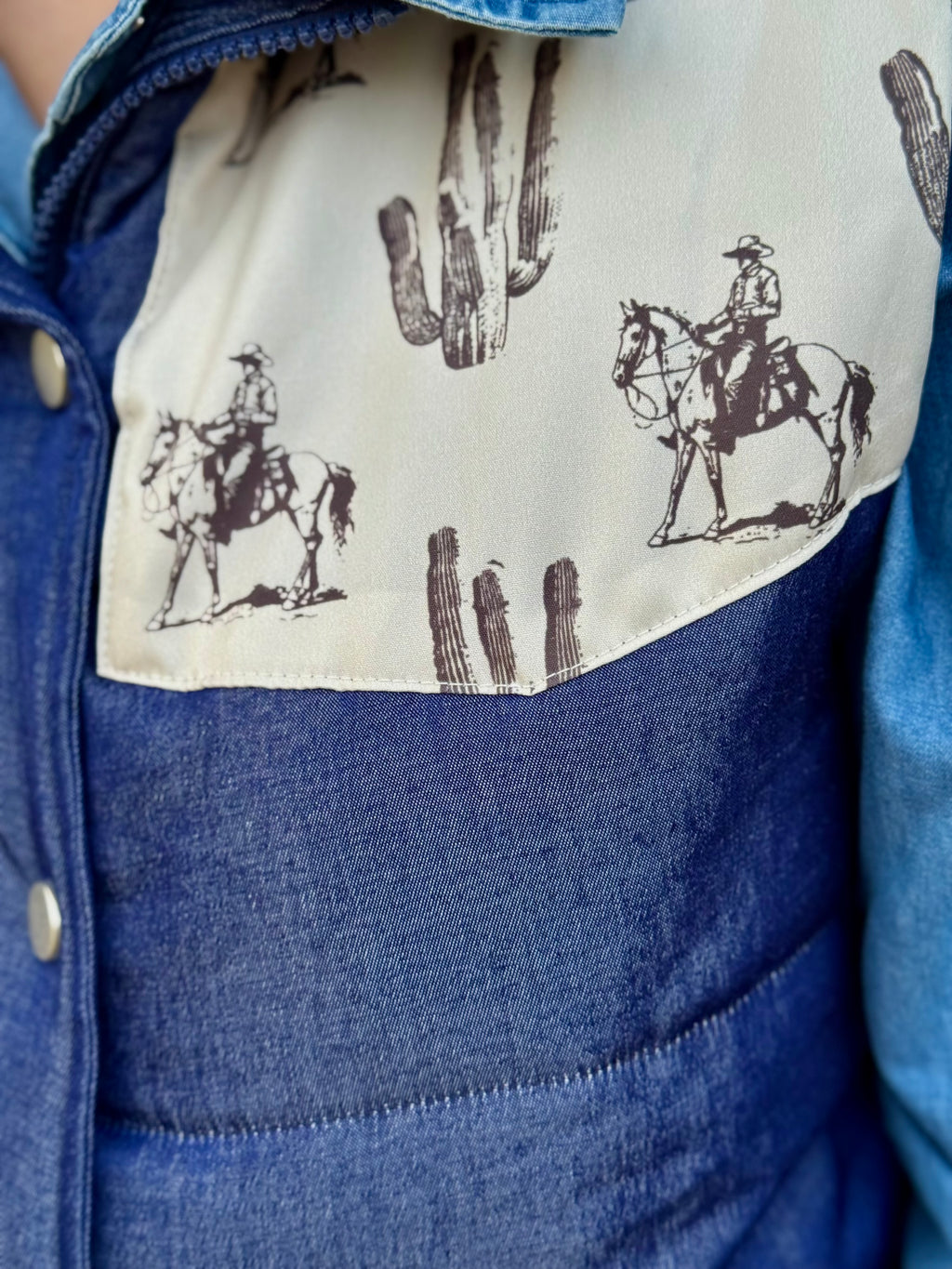 Denim Country Road Puffer Vest