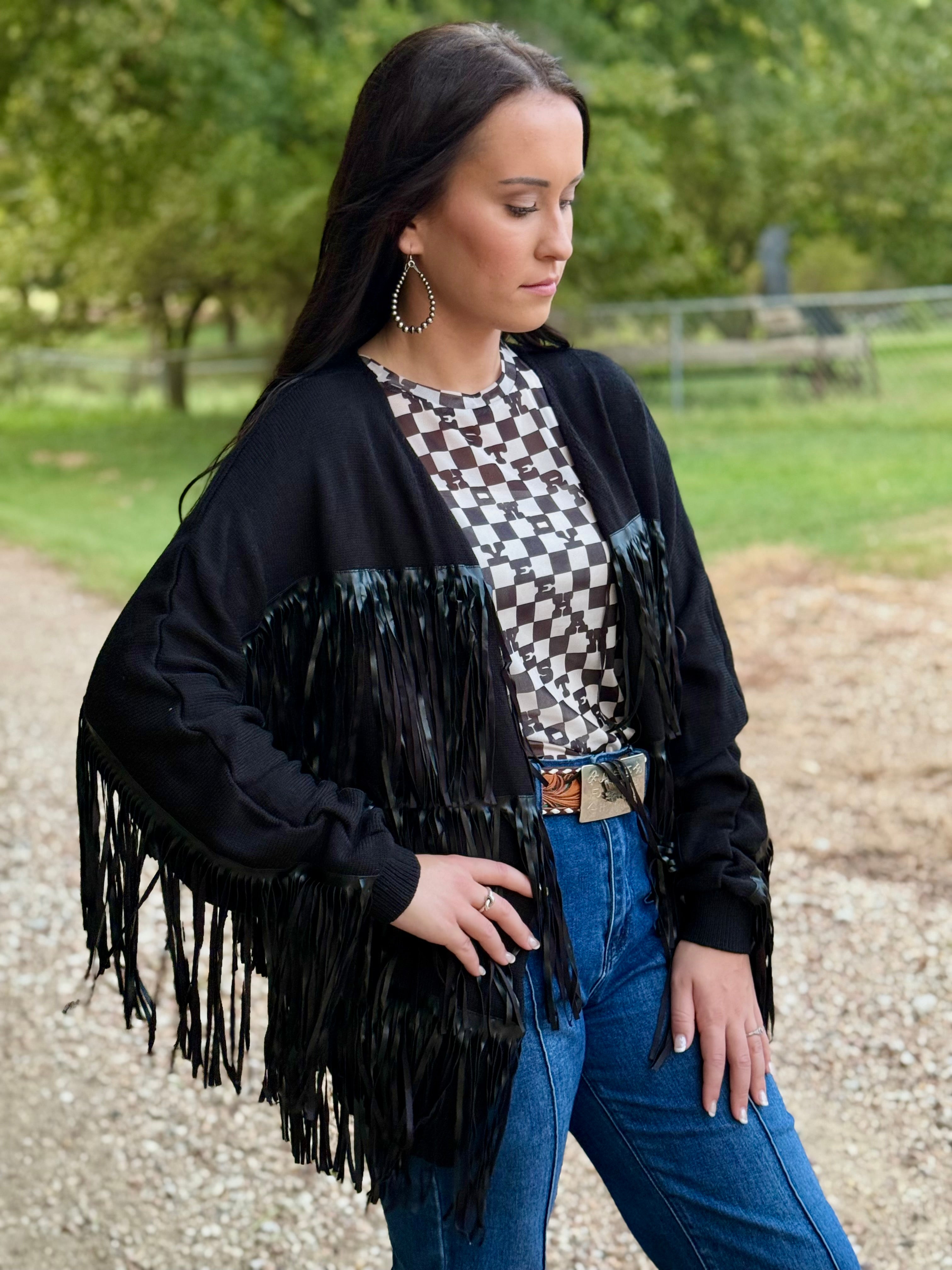 Black Fringe Cardigan