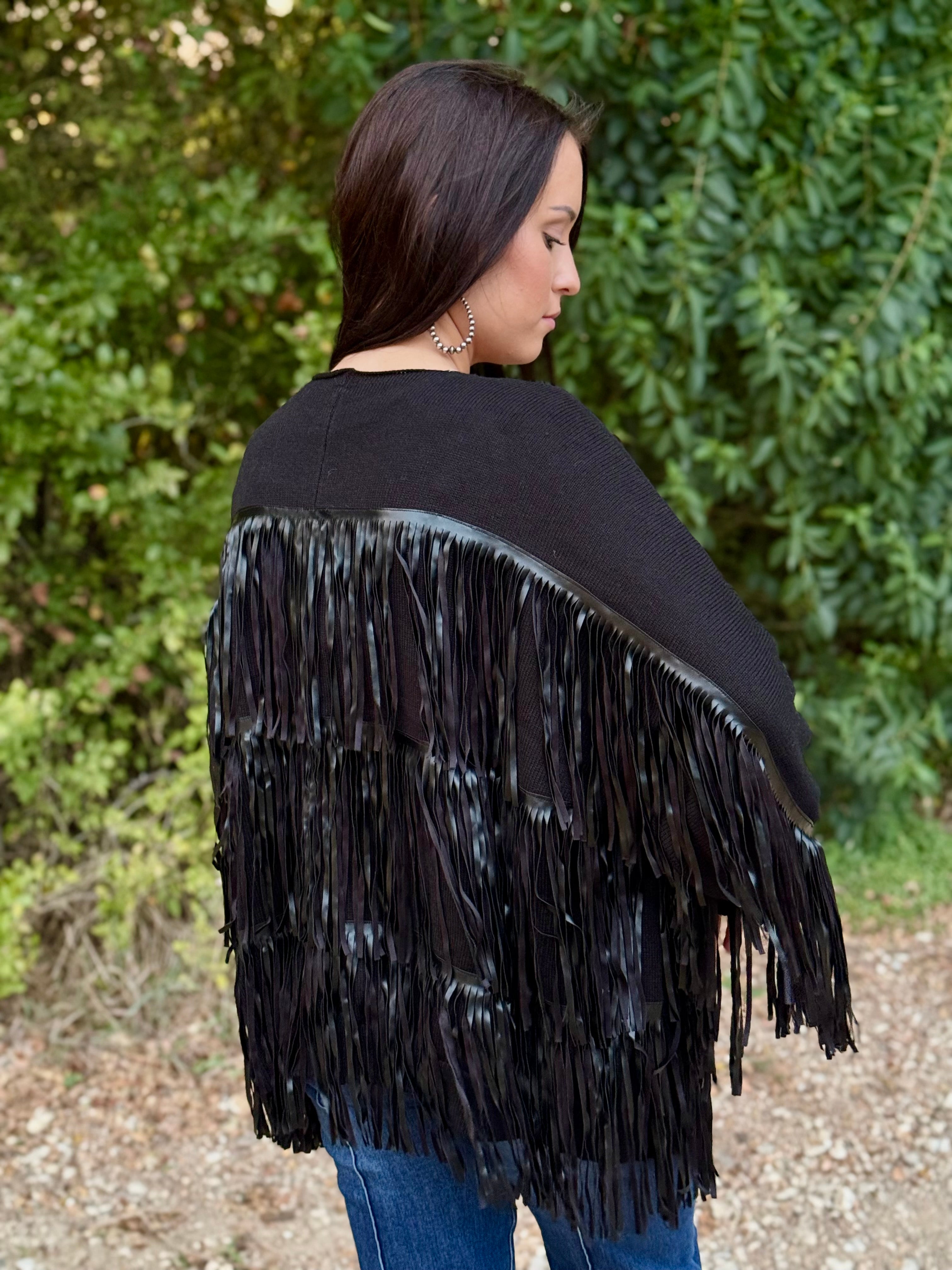 Black Fringe Cardigan