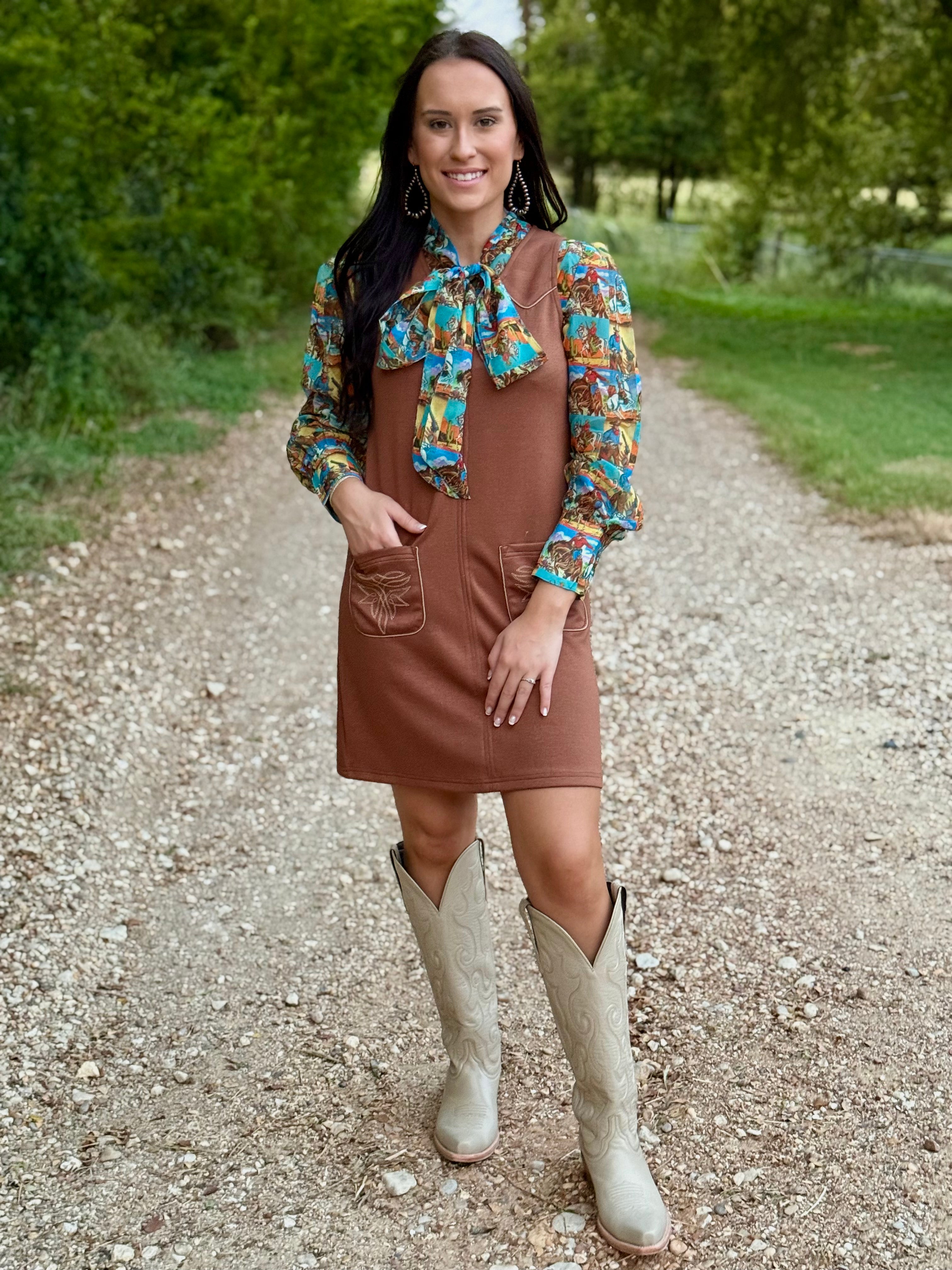 Brown Boot Stitch Dress