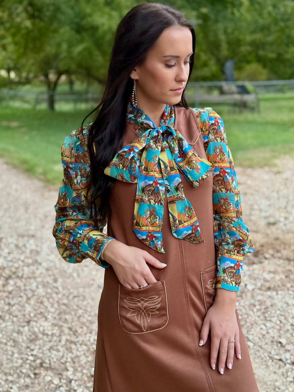 Brown Boot Stitch Dress