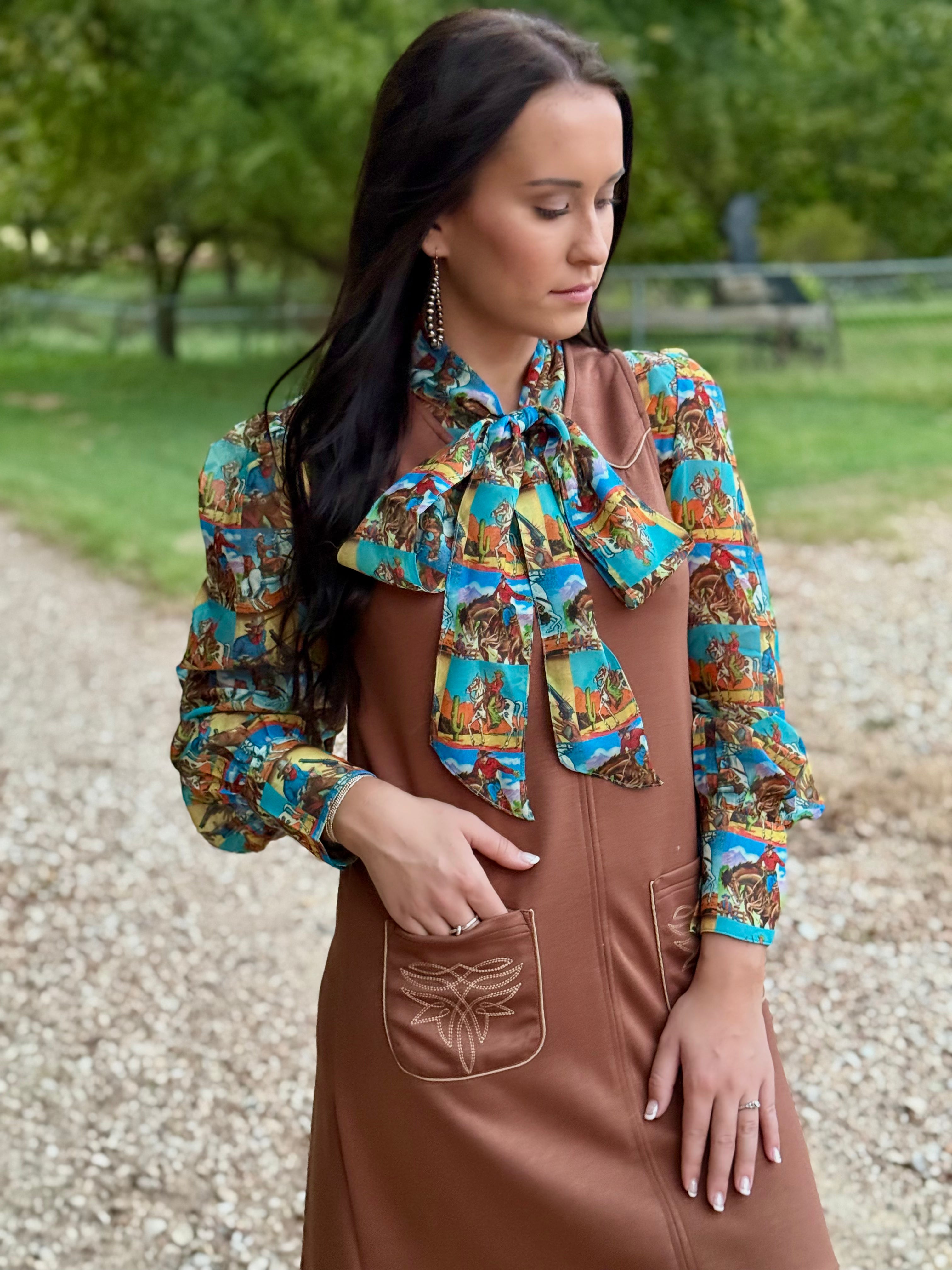 Brown Boot Stitch Dress