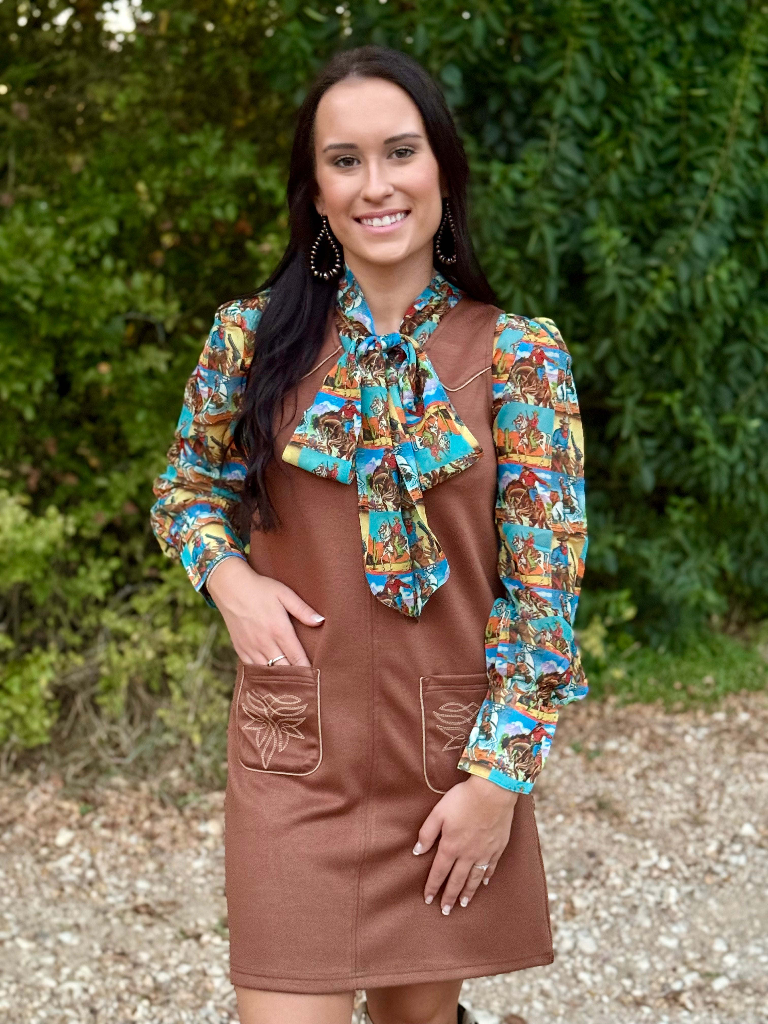 Brown Boot Stitch Dress